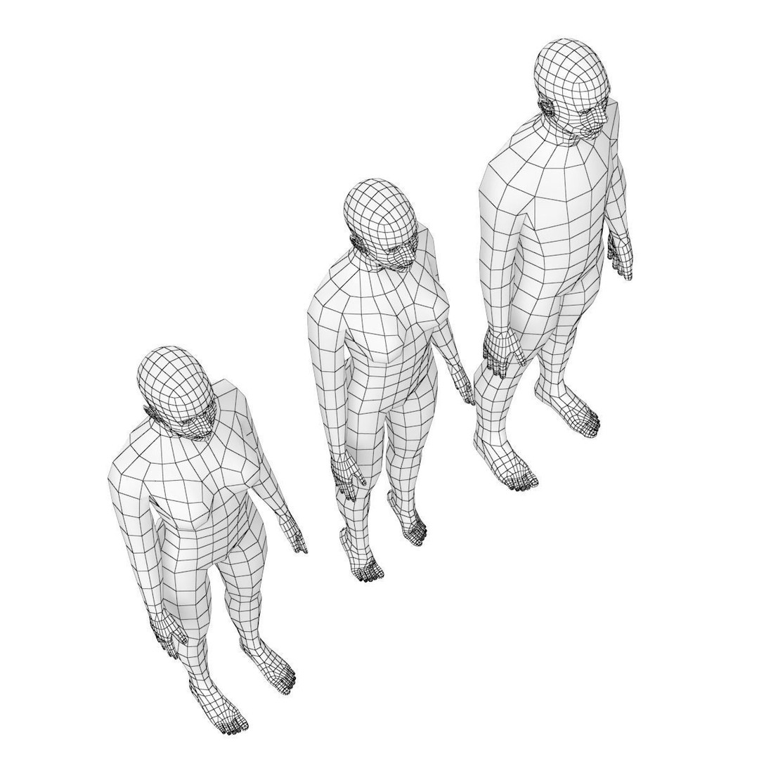 Natural Male and Female Base Mesh 3D Model – Low Poly Character Asset, FBX - View 17
