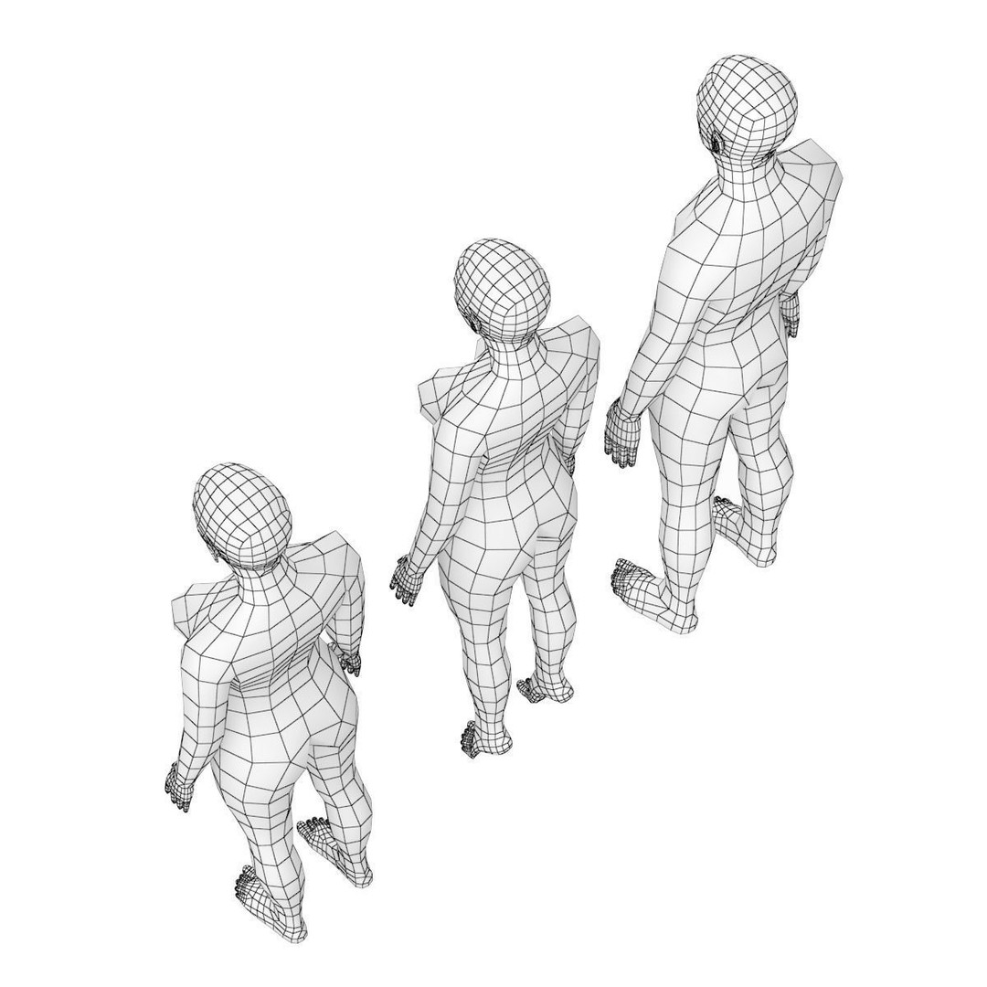 Natural Male and Female Base Mesh 3D Model – Low Poly Character Asset, FBX - View 18