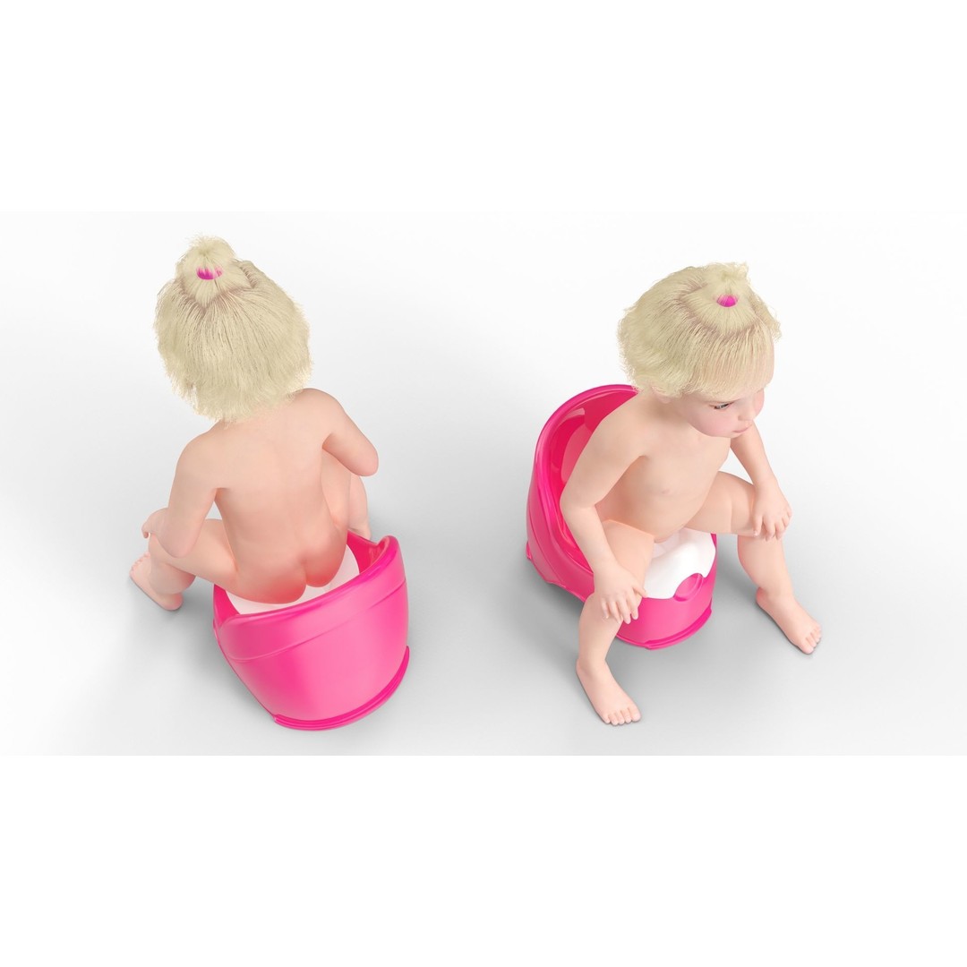 Toddler Girl on Potty 3D Model – High Quality Character Asset, PBR Textures - View 13