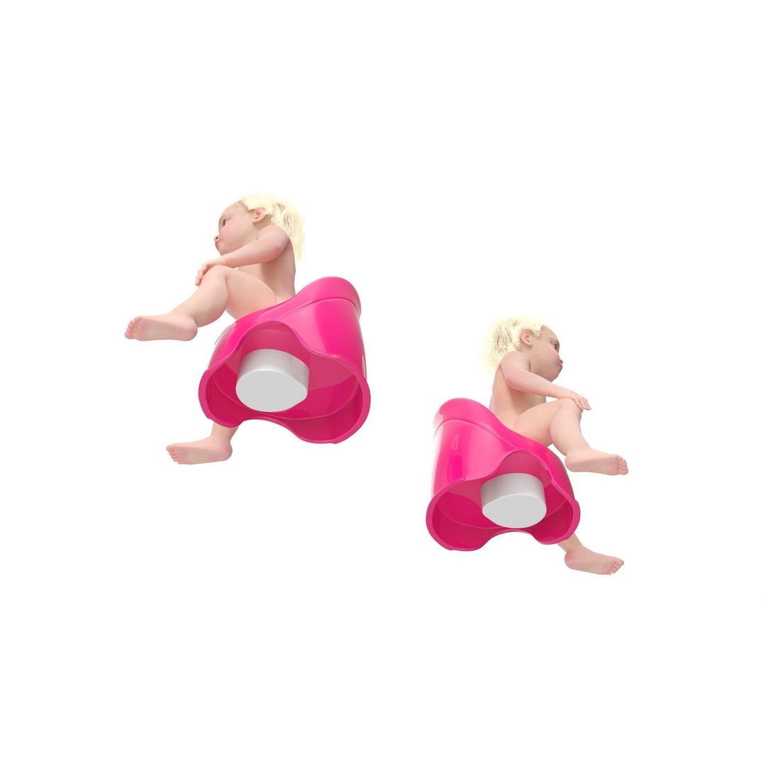 Toddler Girl on Potty 3D Model – High Quality Character Asset, PBR Textures - View 14
