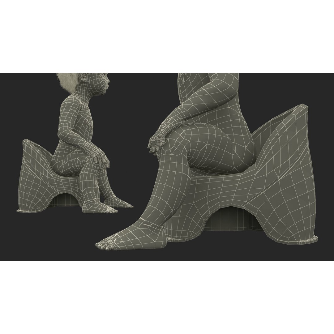 Toddler Girl on Potty 3D Model – High Quality Character Asset, PBR Textures - View 27