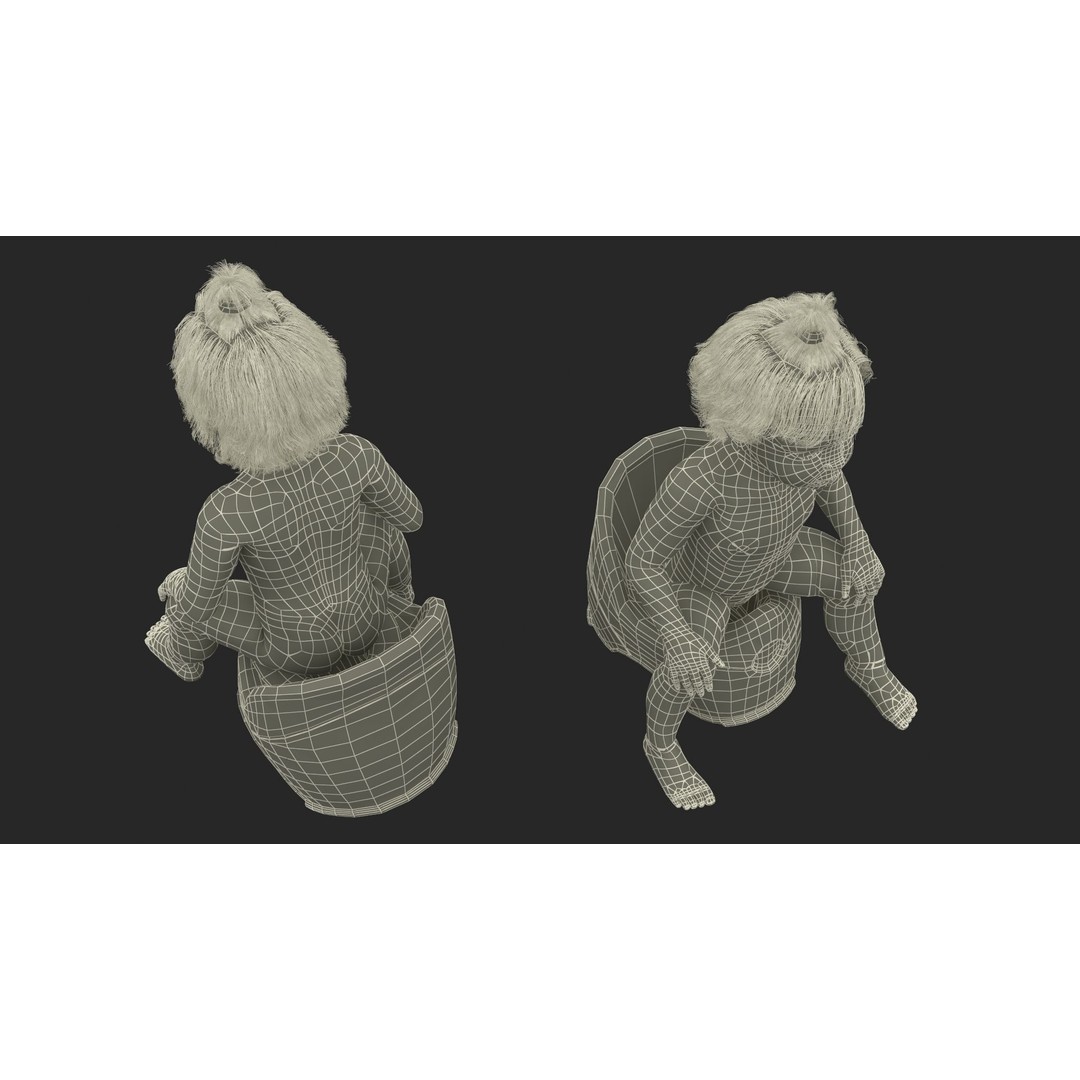 Toddler Girl on Potty 3D Model – High Quality Character Asset, PBR Textures - View 28