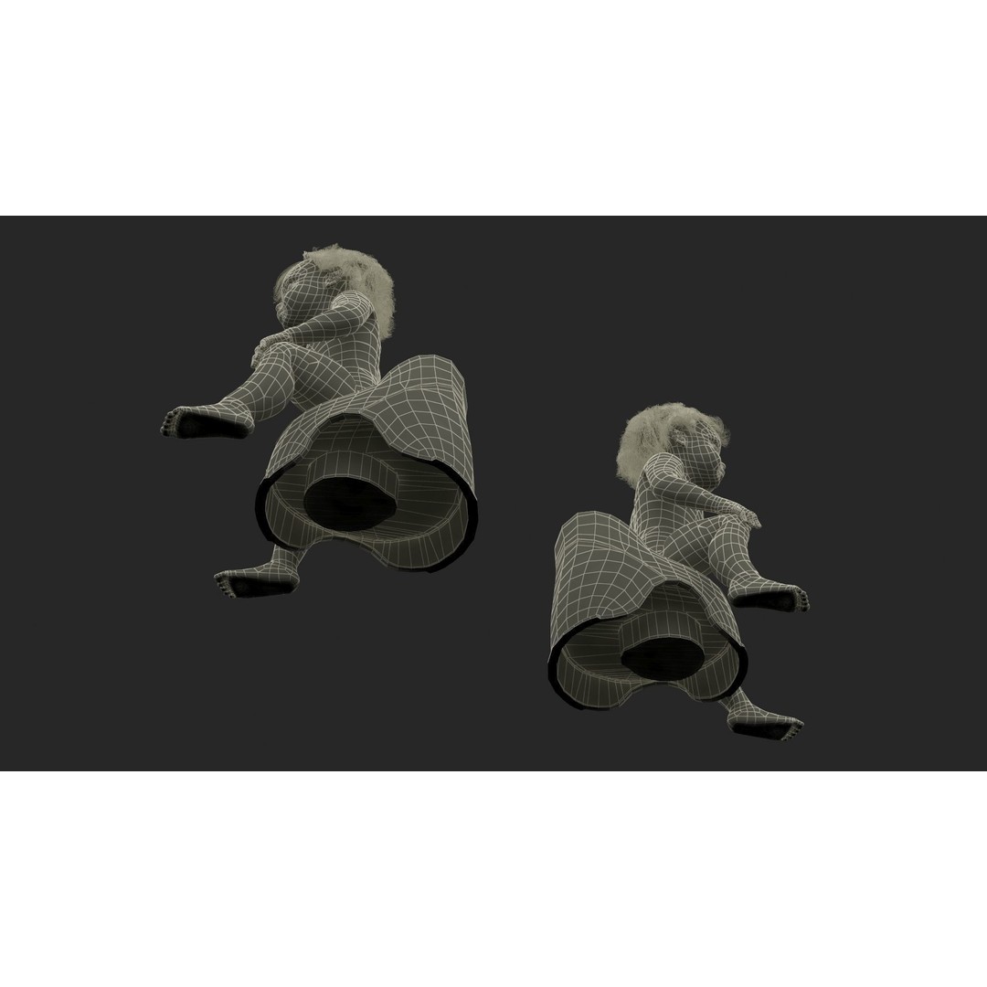 Toddler Girl on Potty 3D Model – High Quality Character Asset, PBR Textures - View 29
