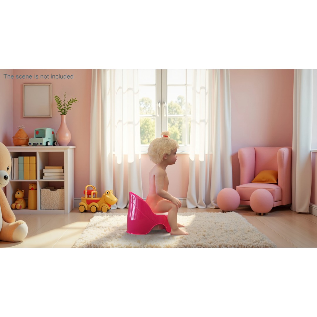 Toddler Girl on Potty 3D Model – High Quality Character Asset, PBR Textures - View 3