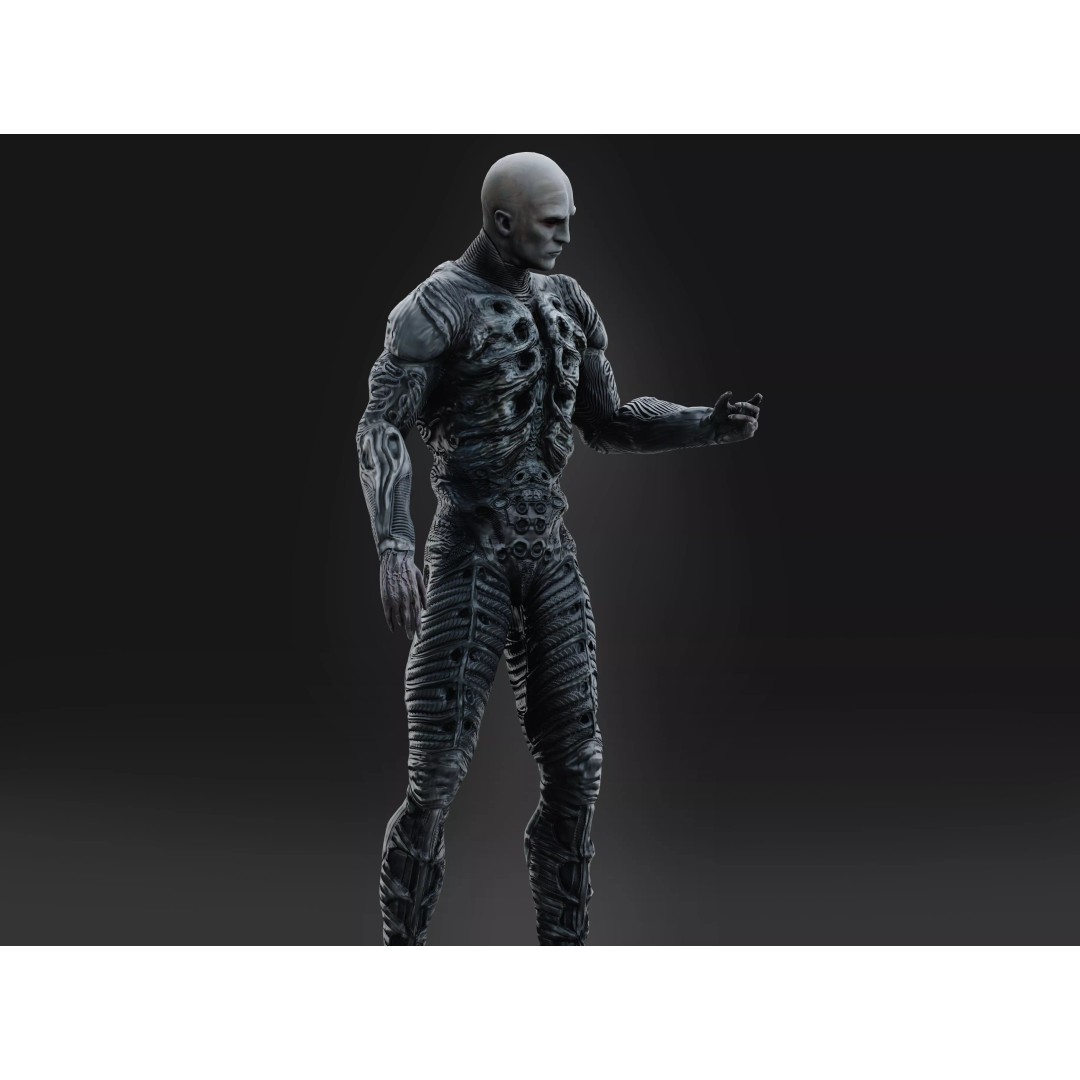 Engineer 3D Model – Low Poly Sci-Fi Character, FBX, Rigged - View 4