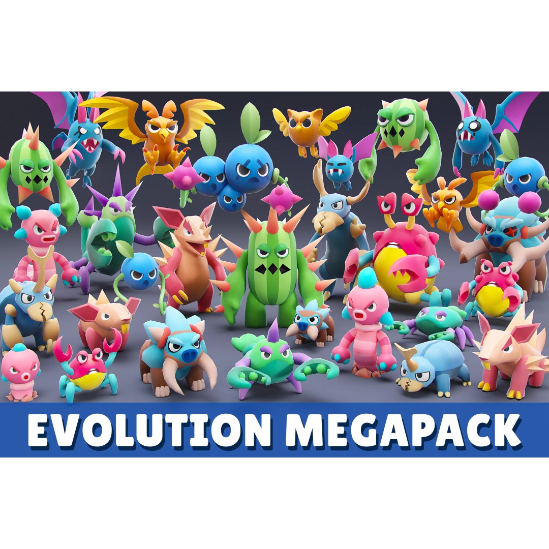 Cartoon Characters 3D Model – Low Poly Game Asset, Rigged & Animated - View 2