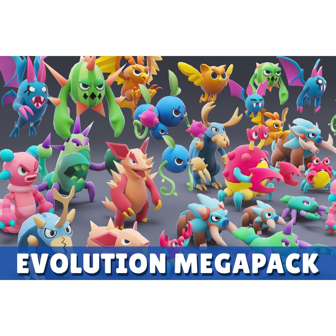 Cartoon Characters 3D Model – Low Poly Game Asset, Rigged & Animated - View 3
