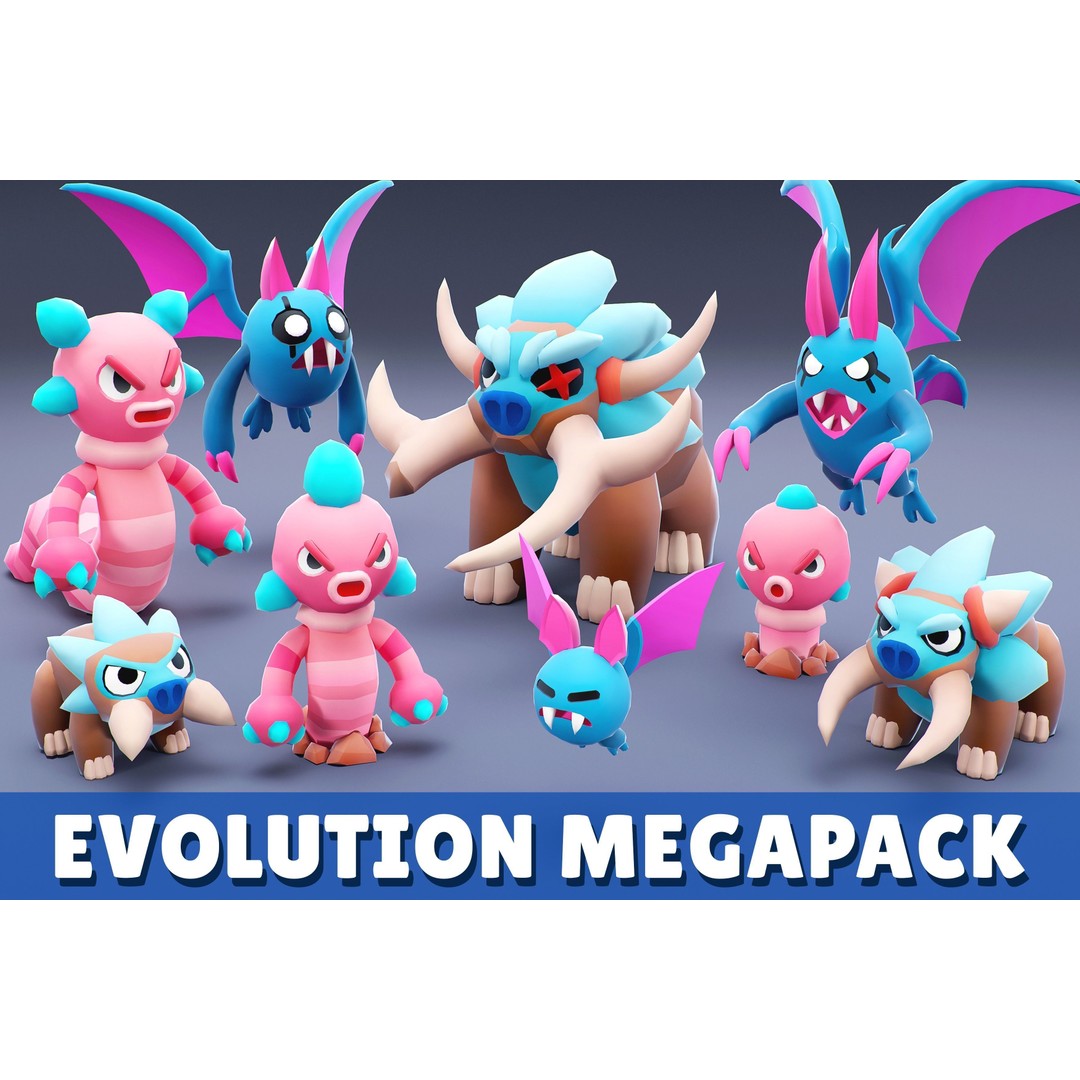 Cartoon Characters 3D Model – Low Poly Game Asset, Rigged & Animated - View 4