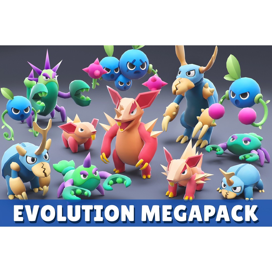 Cartoon Characters 3D Model – Low Poly Game Asset, Rigged & Animated - View 5