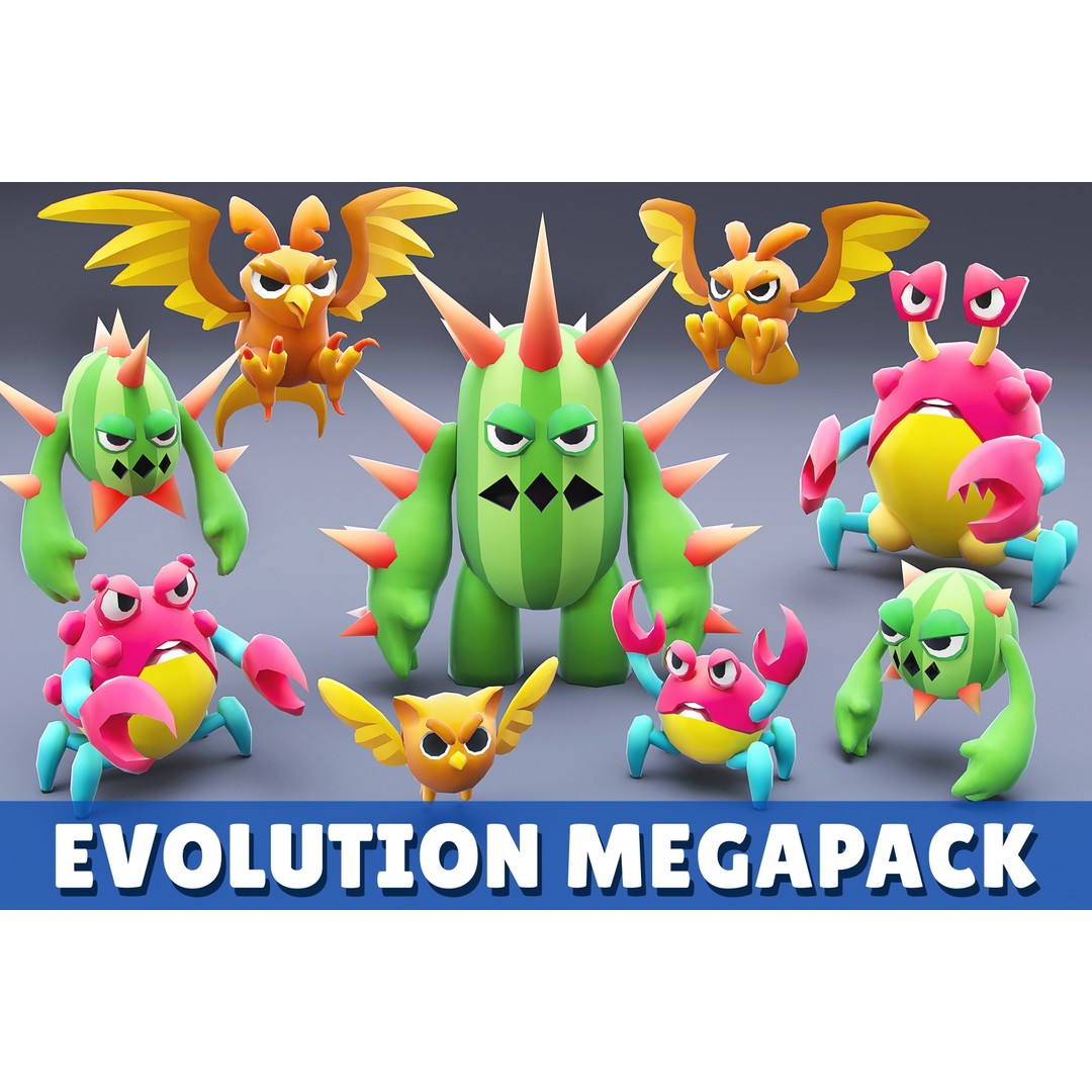 Cartoon Characters 3D Model – Low Poly Game Asset, Rigged & Animated - View 6
