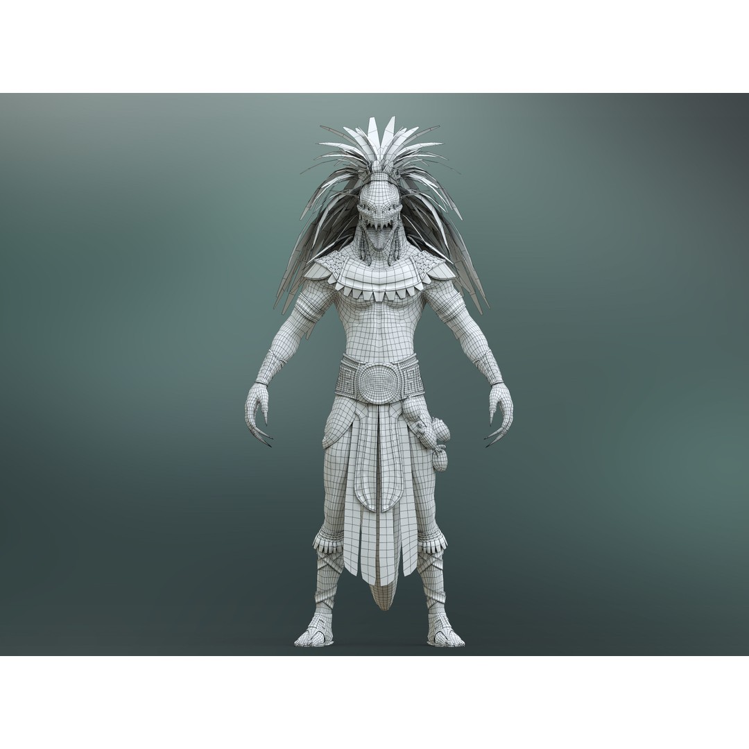 Quetzalcoatl 3D Model – Low Poly Rigged Character with PBR Textures - View 11