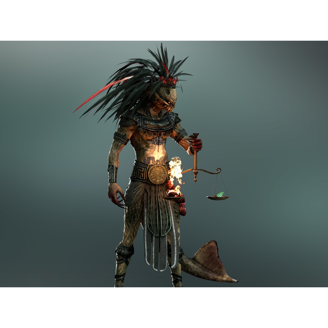 Quetzalcoatl 3D Model – Low Poly Rigged Character with PBR Textures - View 3