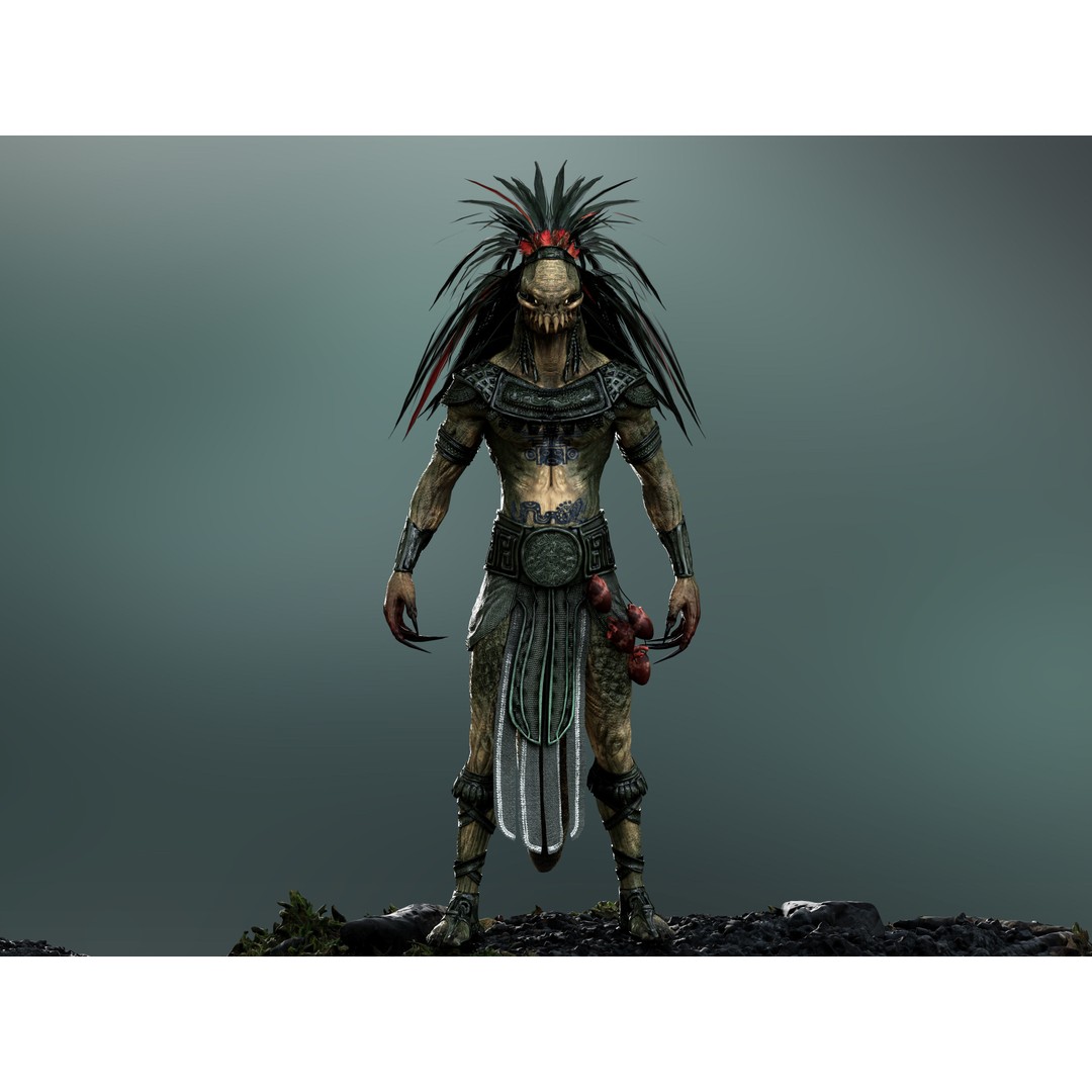 Quetzalcoatl 3D Model – Low Poly Rigged Character with PBR Textures - View 4