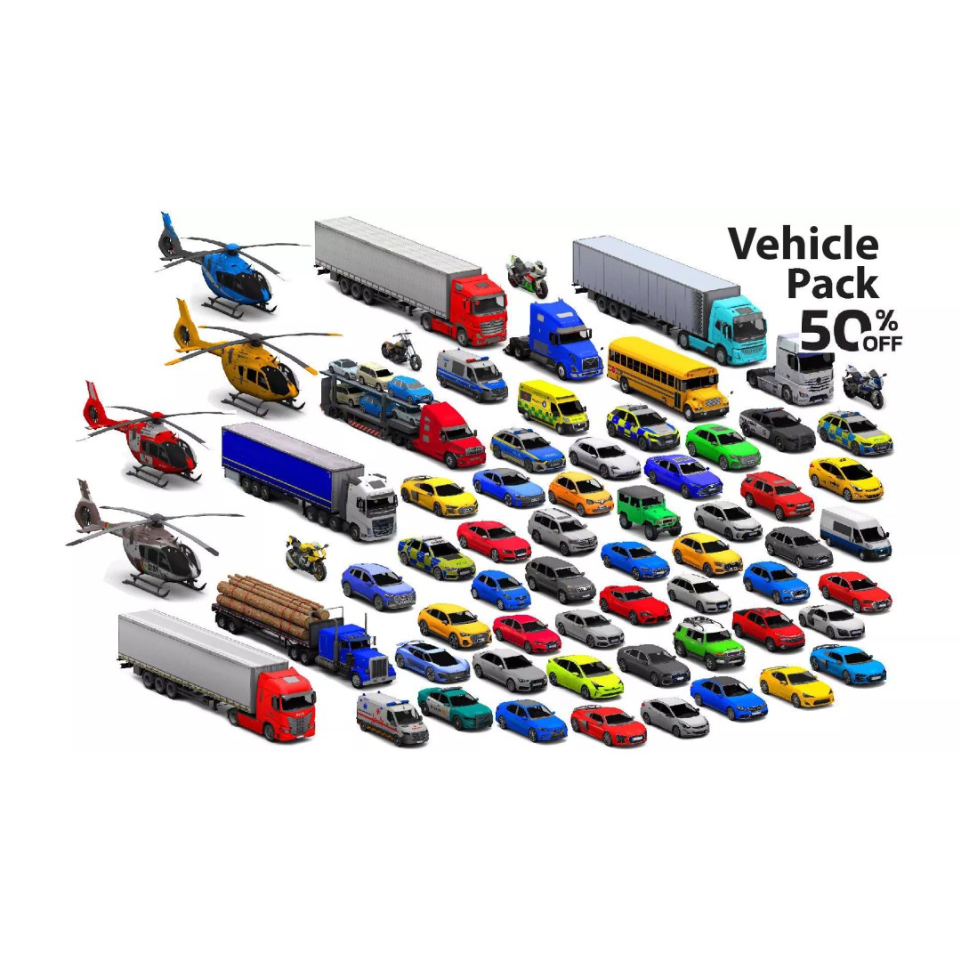 Extreme Vehicle Pack 3D Model – Low Poly Game Assets, FBX, OBJ - View 2