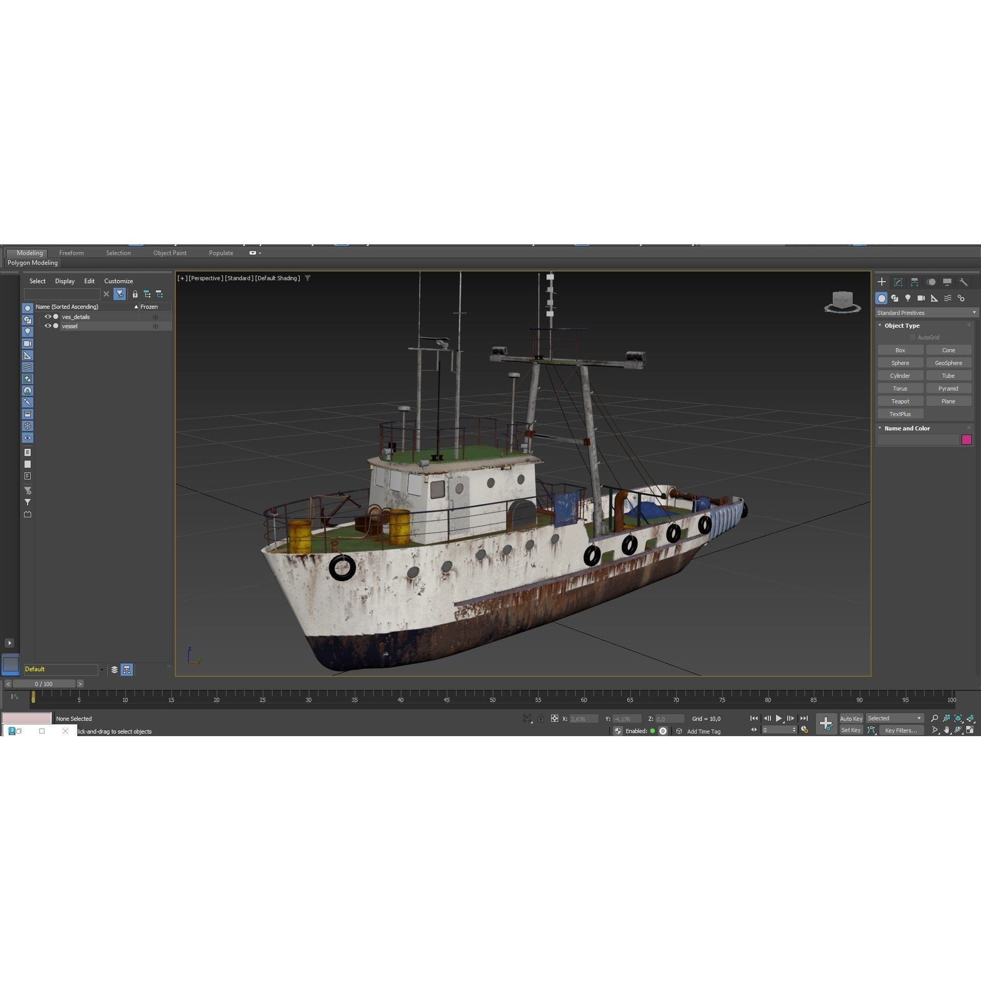 Old Vessel Ship - Low-Poly Game-Ready 3D Model - View 10