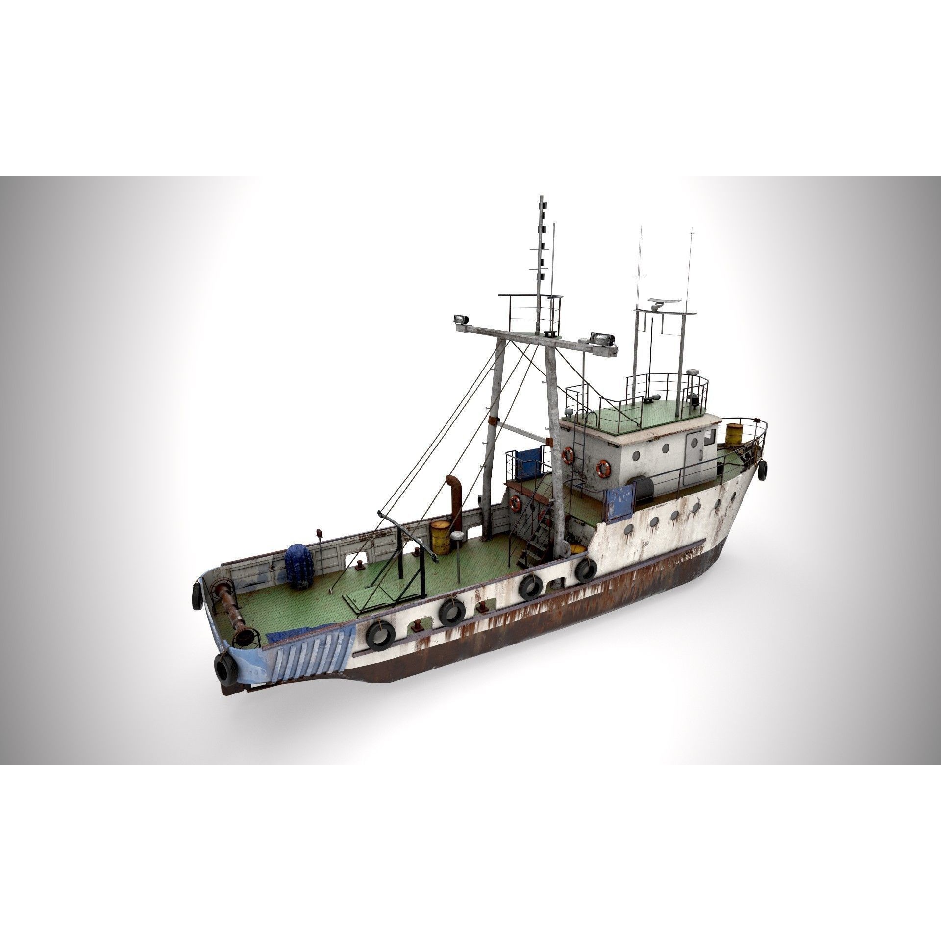 Old Vessel Ship - Low-Poly Game-Ready 3D Model - View 3