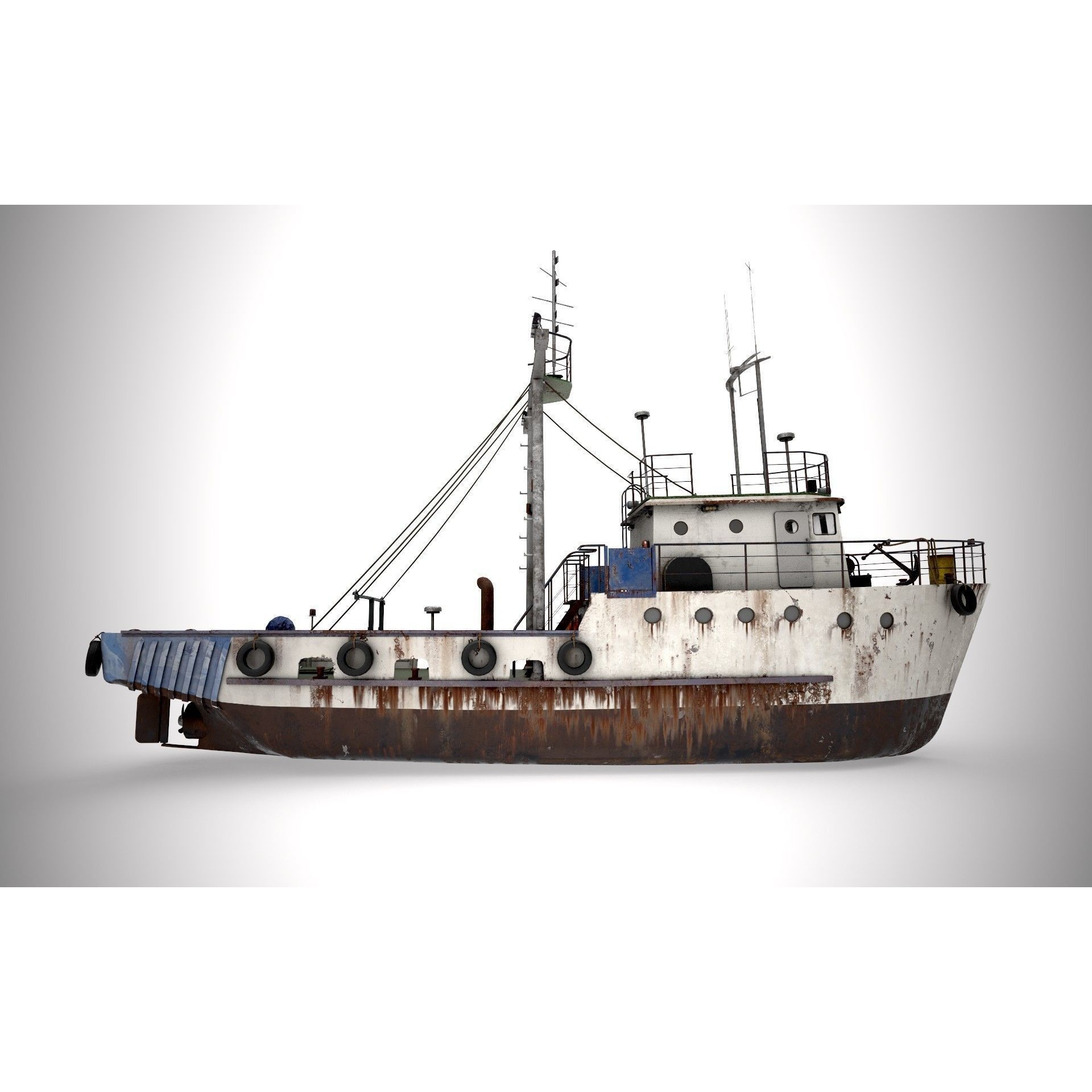 Old Vessel Ship - Low-Poly Game-Ready 3D Model - View 4