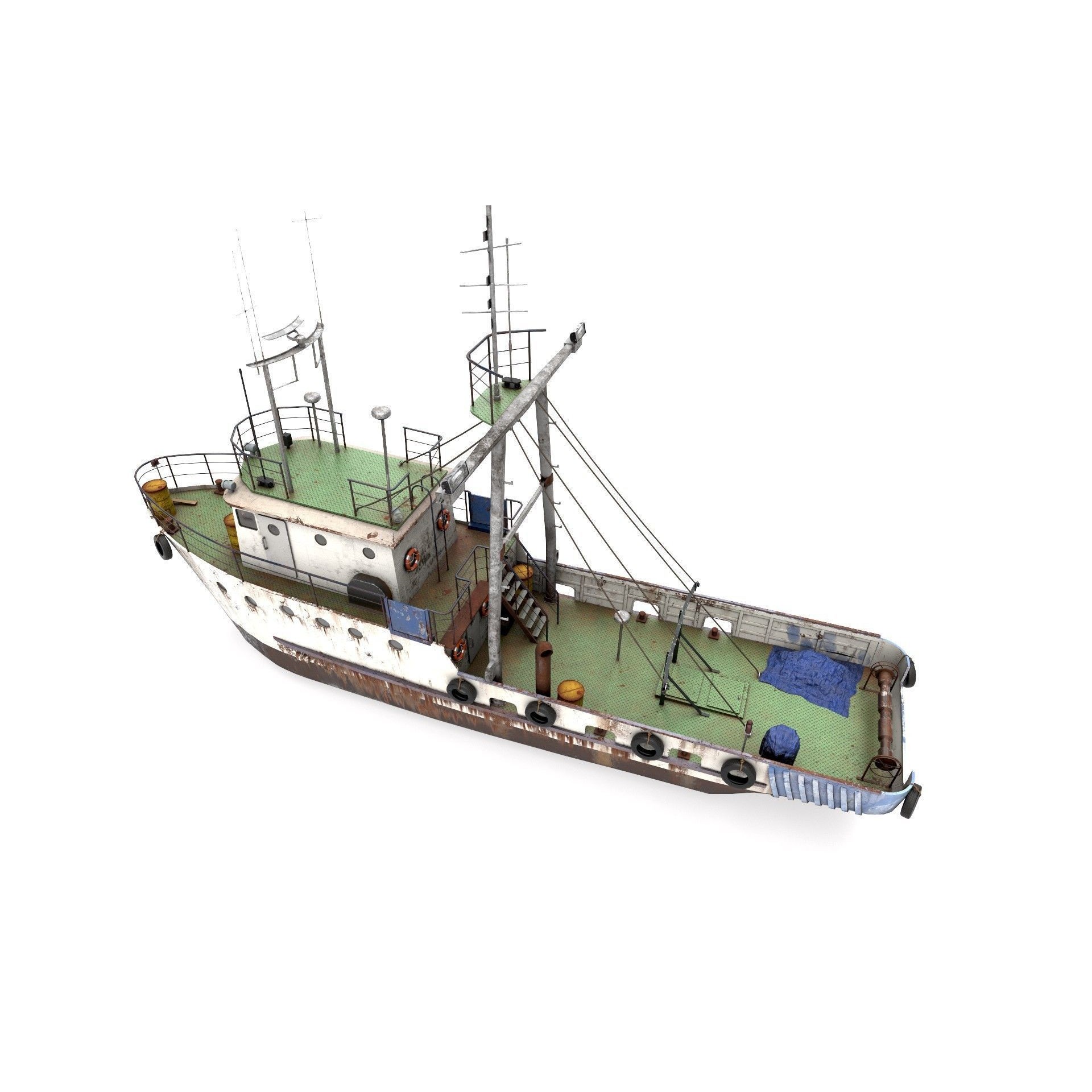 Old Vessel Ship - Low-Poly Game-Ready 3D Model - View 8