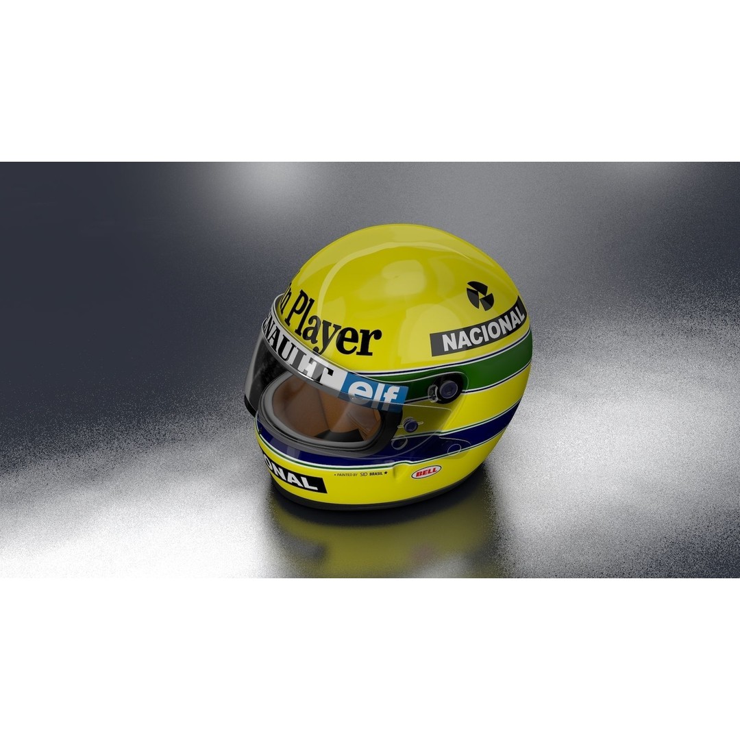 1985 Ayrton Senna F1 Helmet 3D Model – High Poly, FBX, C4D - View 12