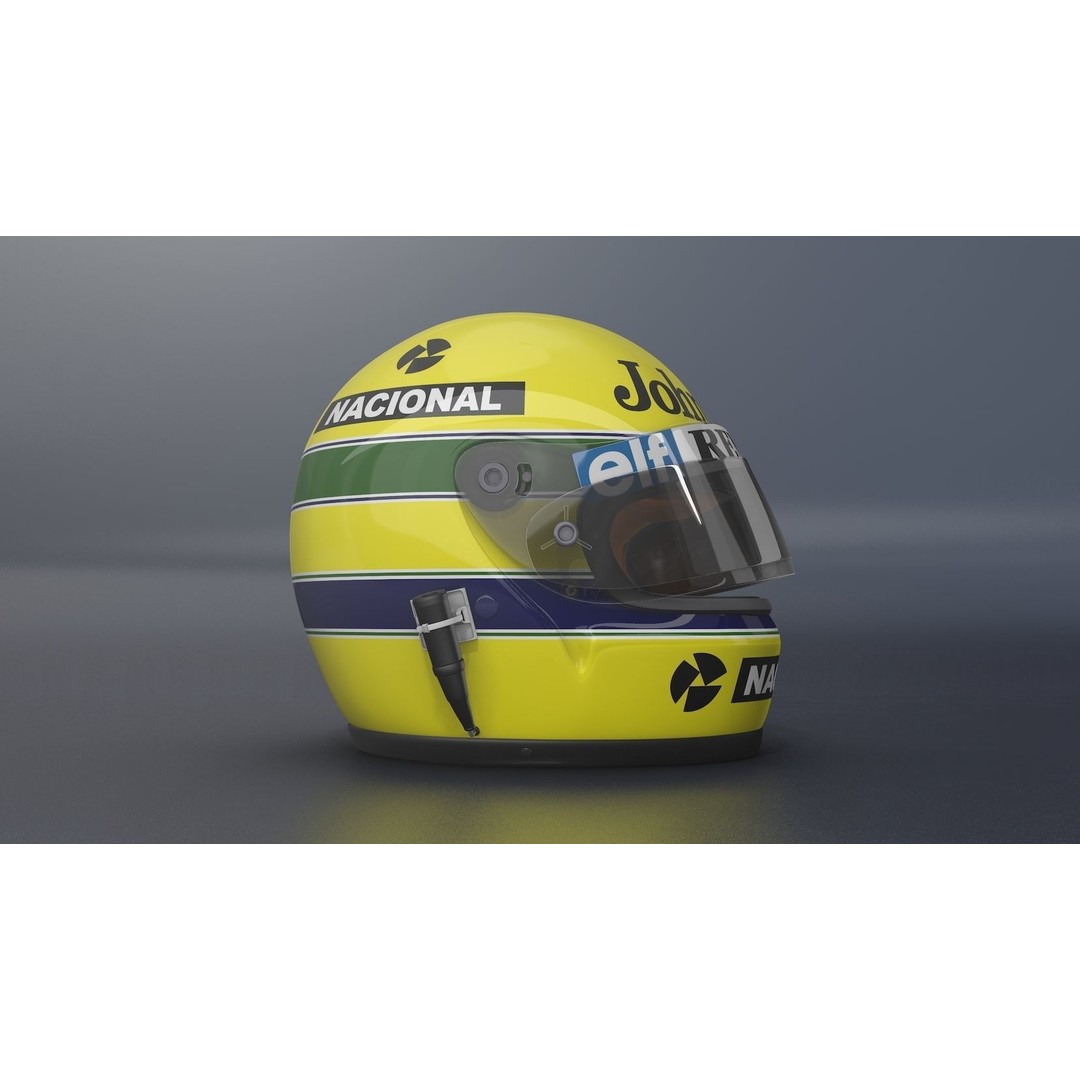 1985 Ayrton Senna F1 Helmet 3D Model – High Poly, FBX, C4D - View 4