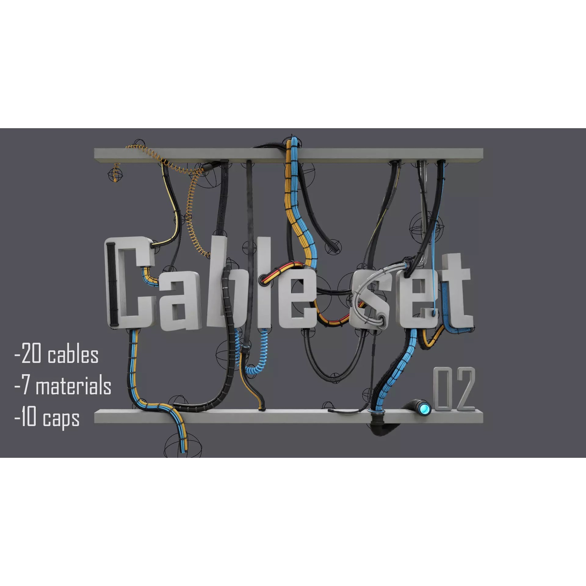 Cable Set 02 - Game-Ready 3D Model - View 2