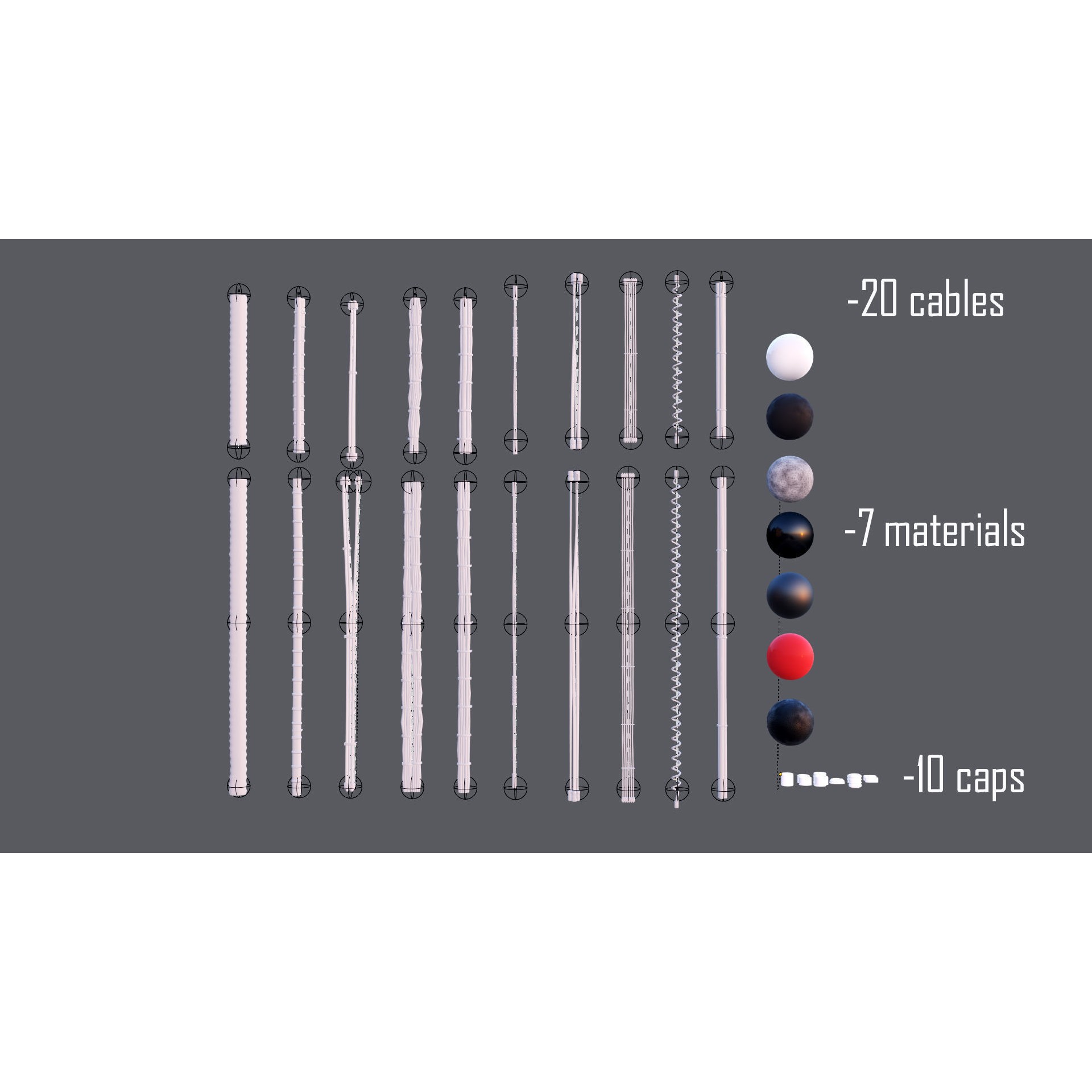 Cable Set 02 - Game-Ready 3D Model - View 3