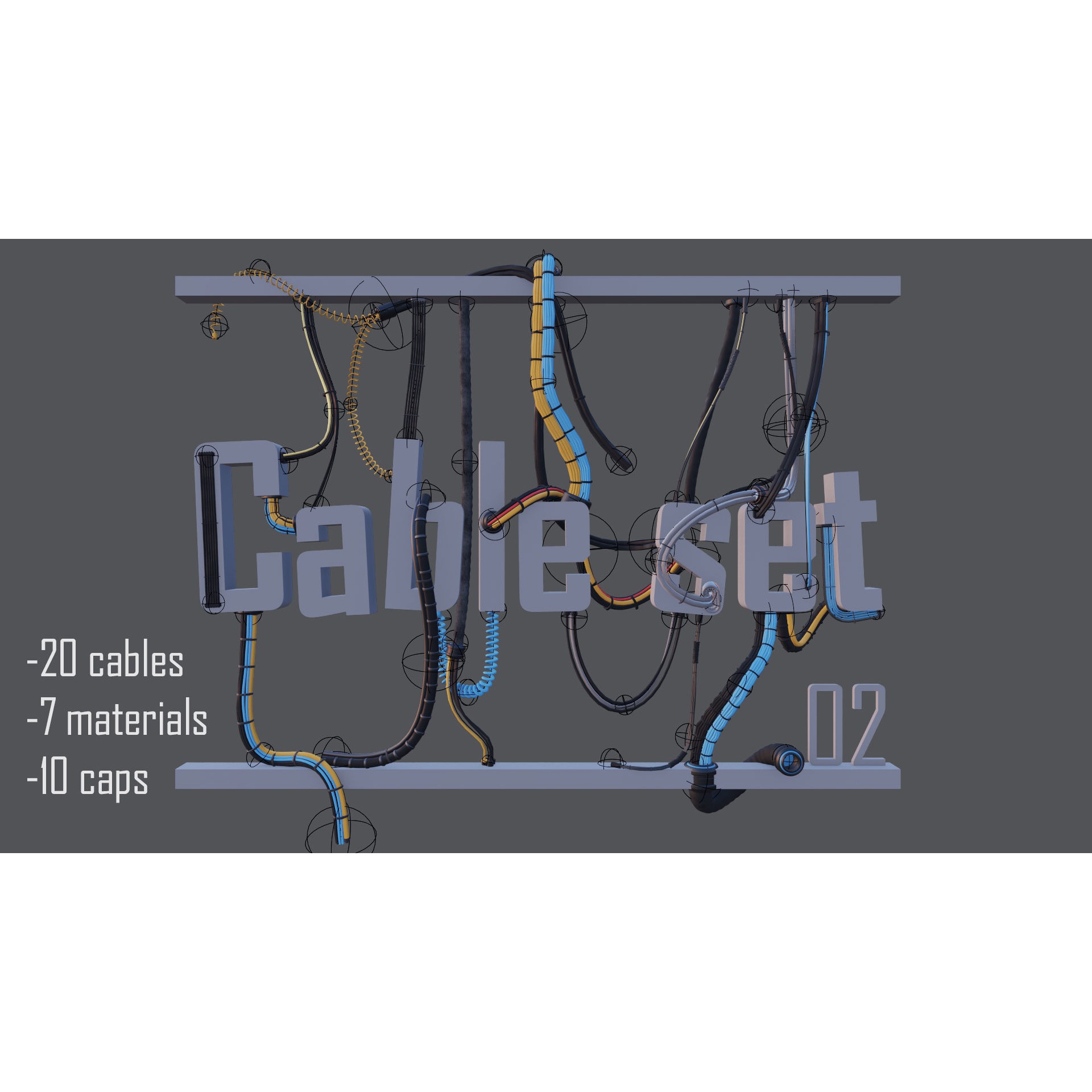 Cable Set 02 - Game-Ready 3D Model - View 4