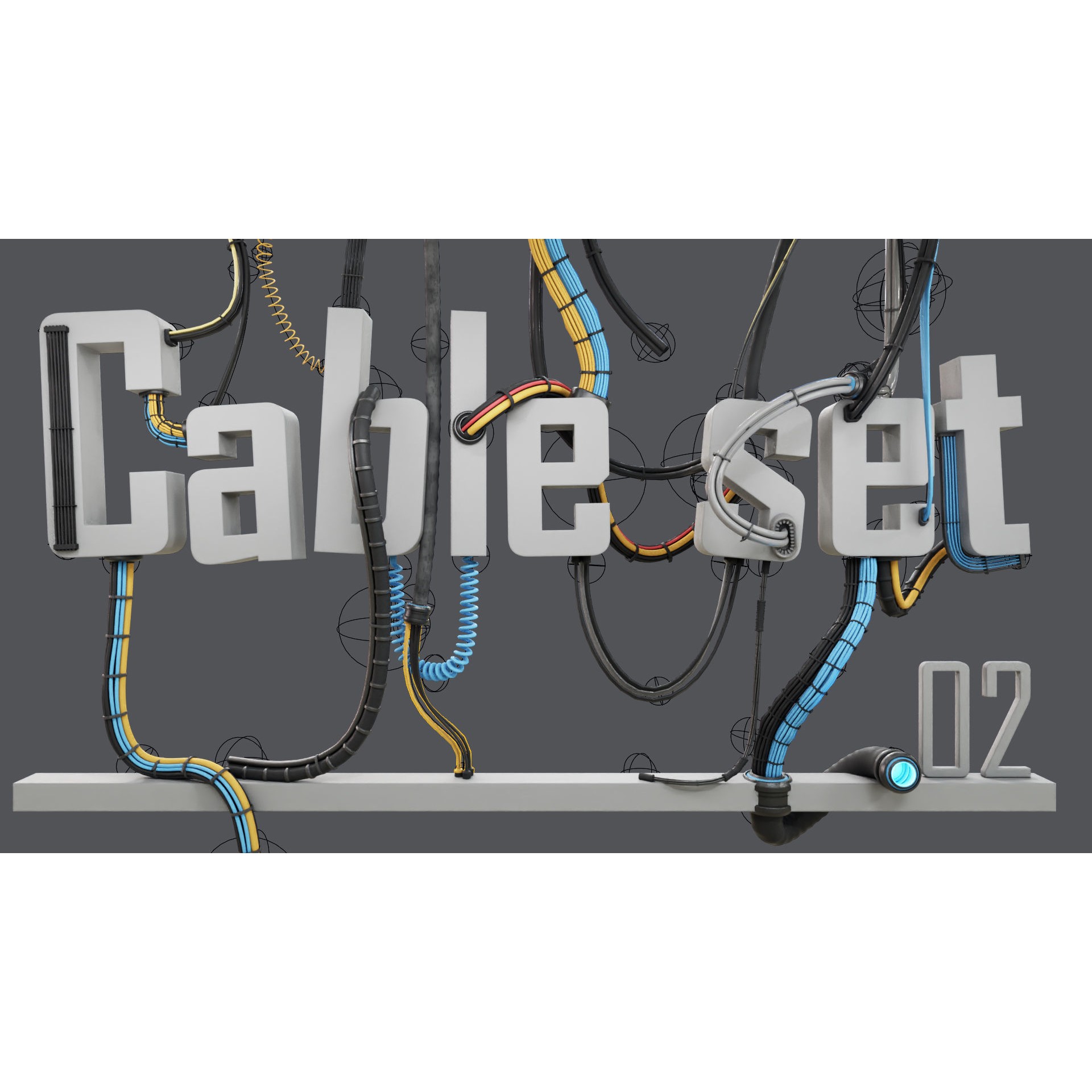 Cable Set 02 - Game-Ready 3D Model - View 5