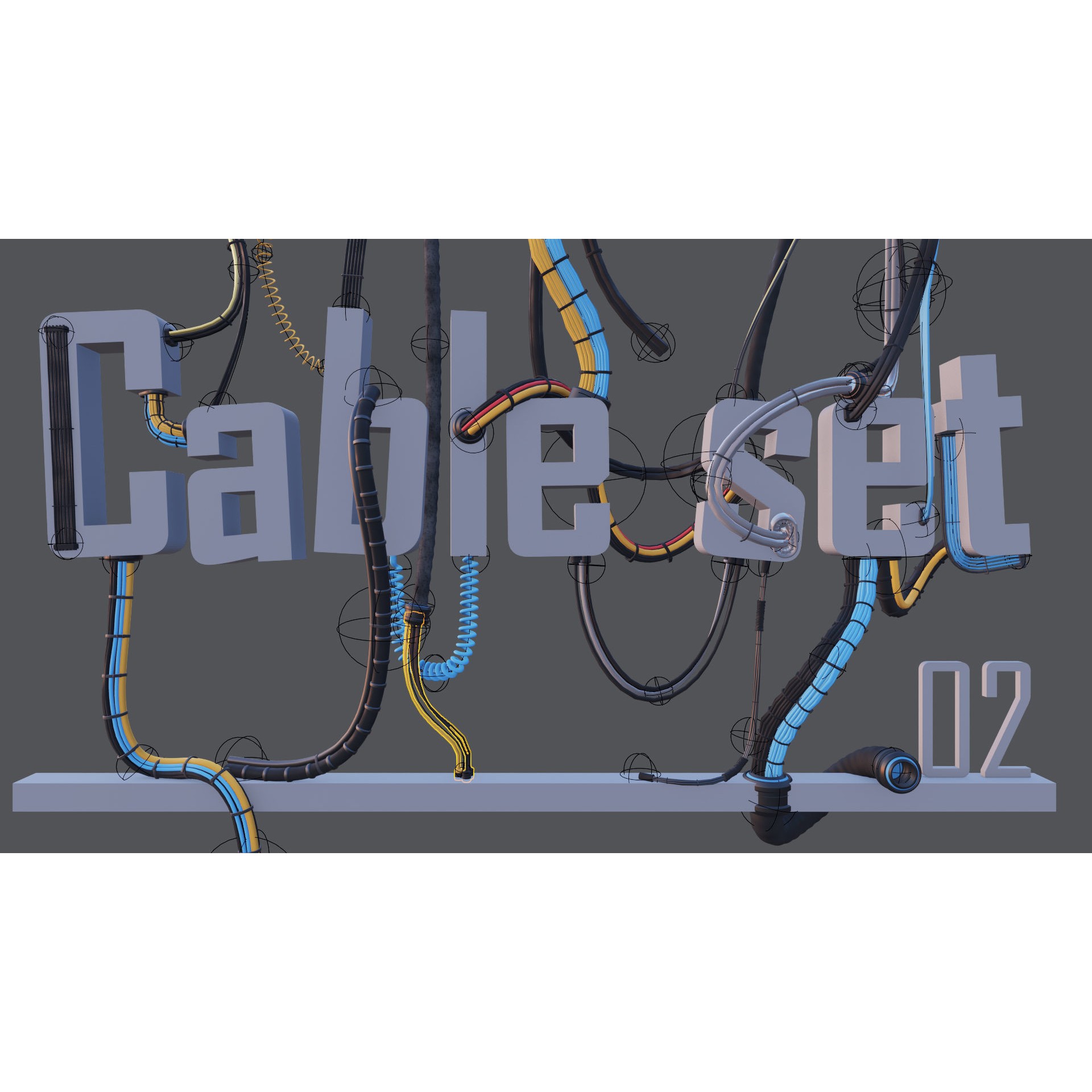 Cable Set 02 - Game-Ready 3D Model - View 6