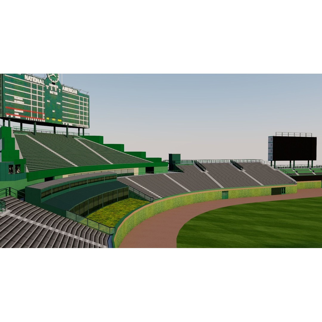 Wrigley Field 3D Model – Historic Baseball Stadium, FBX, PBR Textures - View 10