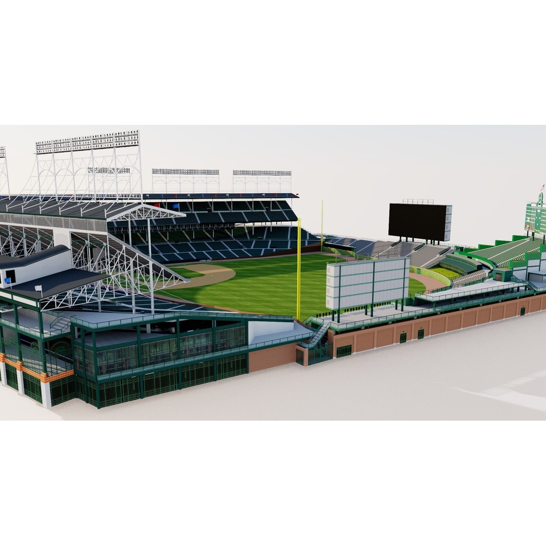 Wrigley Field 3D Model – Historic Baseball Stadium, FBX, PBR Textures - View 11