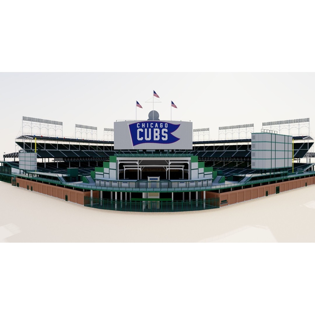 Wrigley Field 3D Model – Historic Baseball Stadium, FBX, PBR Textures - View 12