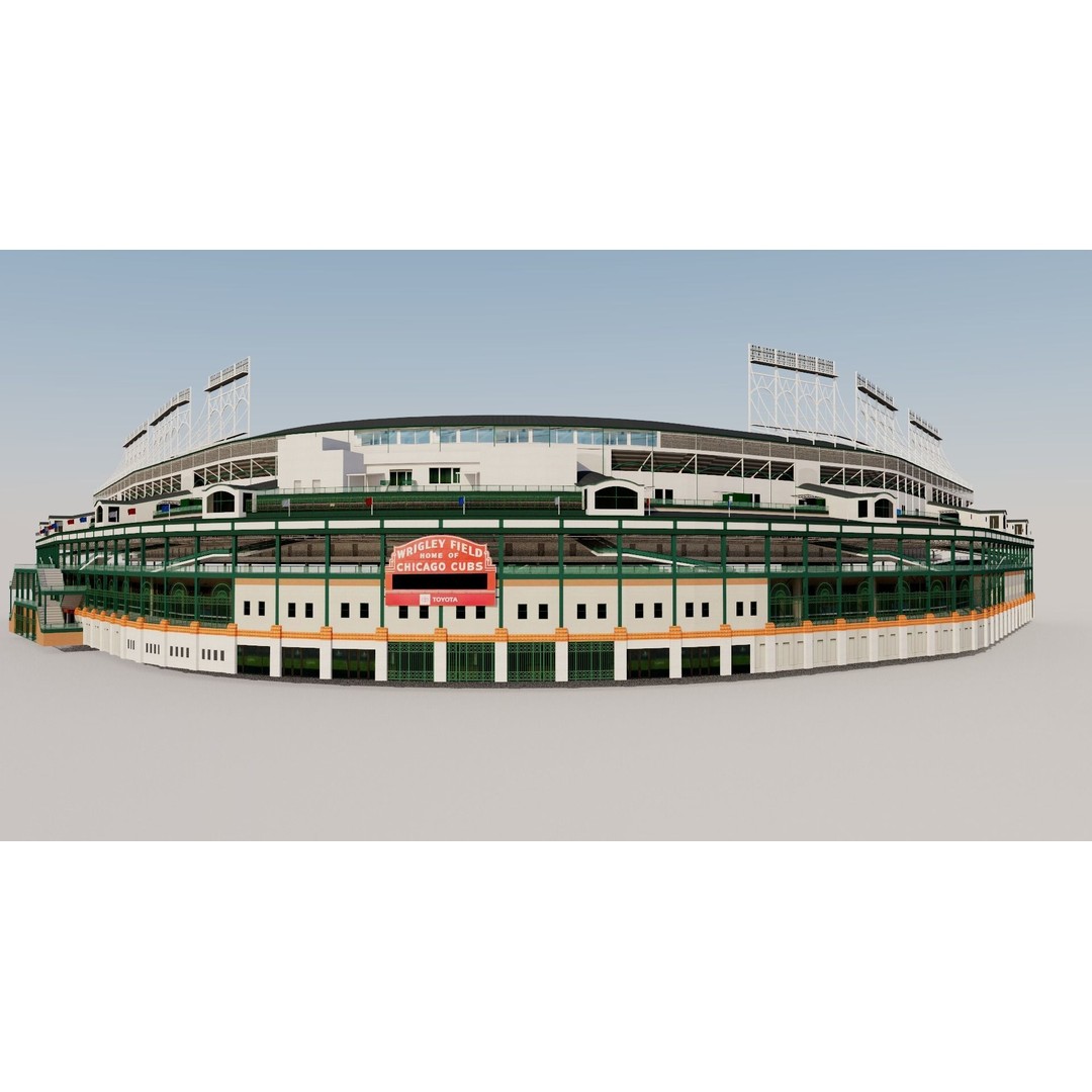 Wrigley Field 3D Model – Historic Baseball Stadium, FBX, PBR Textures - View 14