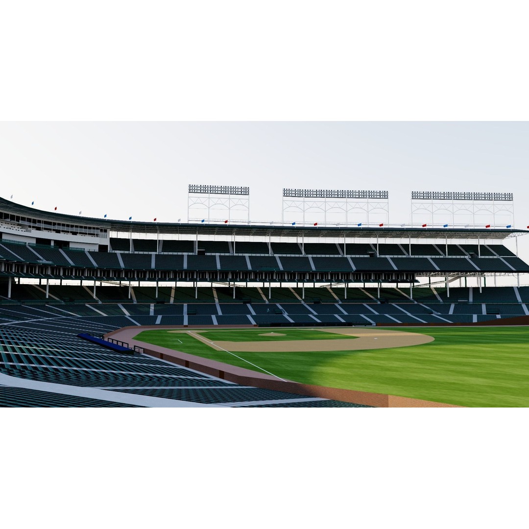 Wrigley Field 3D Model – Historic Baseball Stadium, FBX, PBR Textures - View 16