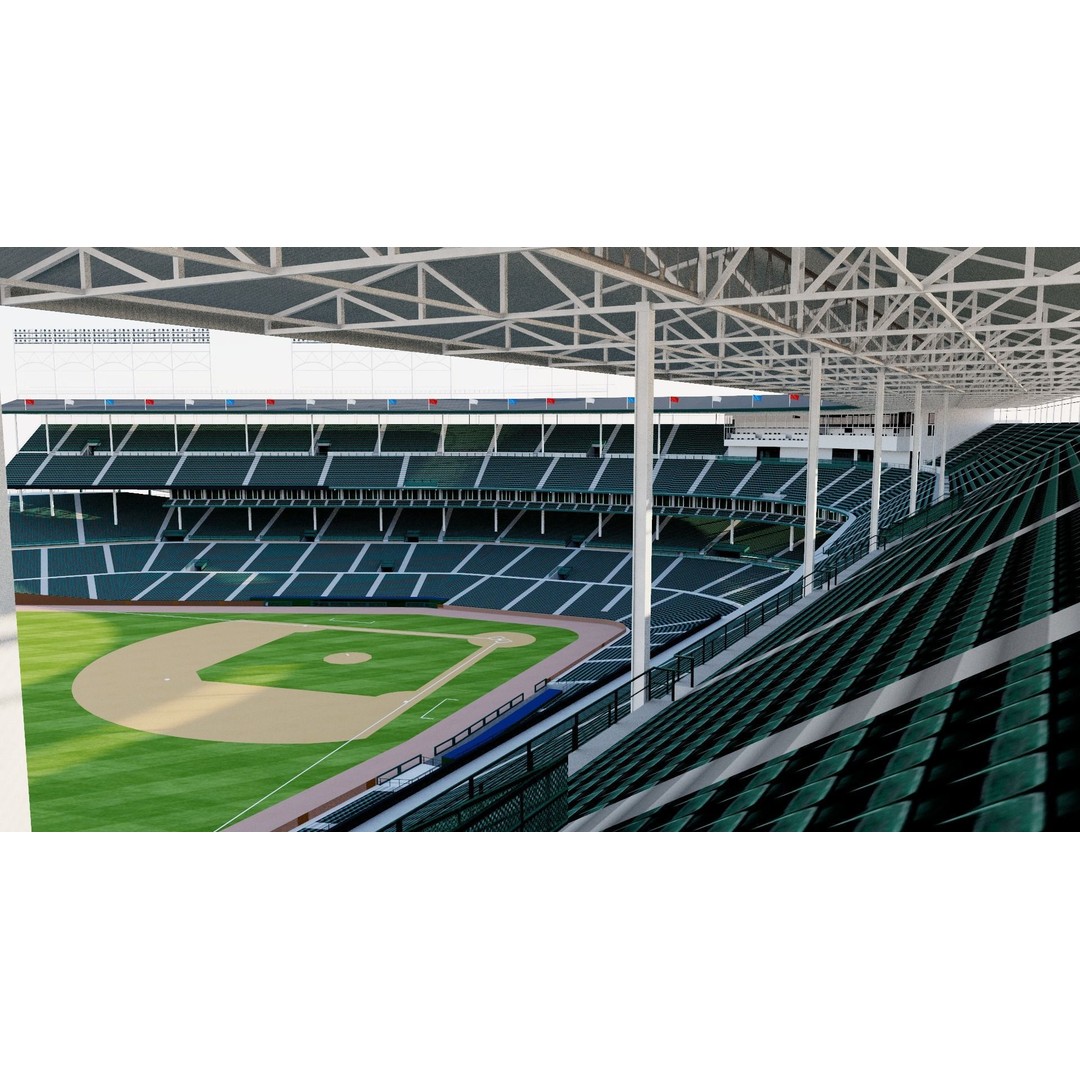 Wrigley Field 3D Model – Historic Baseball Stadium, FBX, PBR Textures - View 17