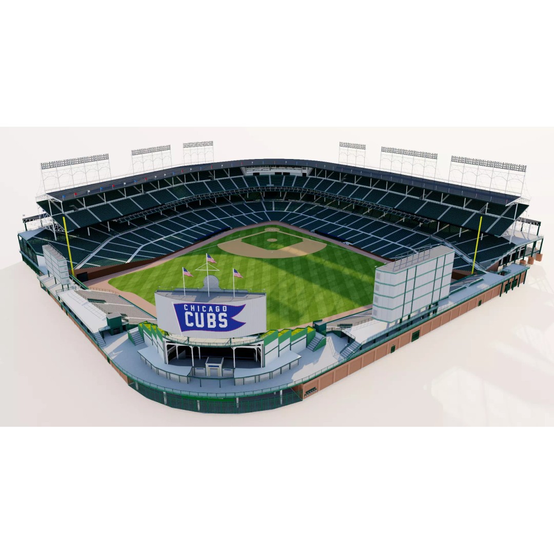 Wrigley Field 3D Model – Historic Baseball Stadium, FBX, PBR Textures - View 2