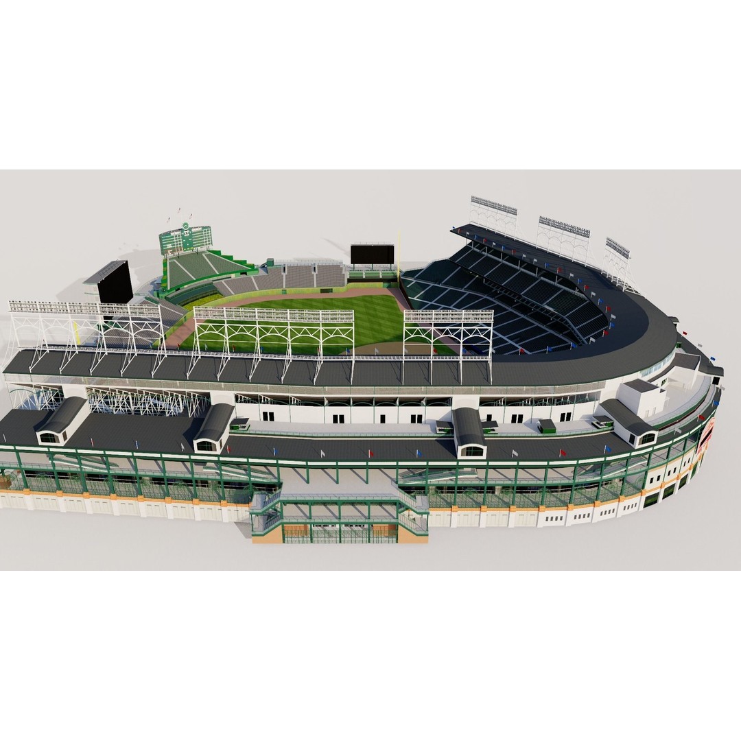 Wrigley Field 3D Model – Historic Baseball Stadium, FBX, PBR Textures - View 3
