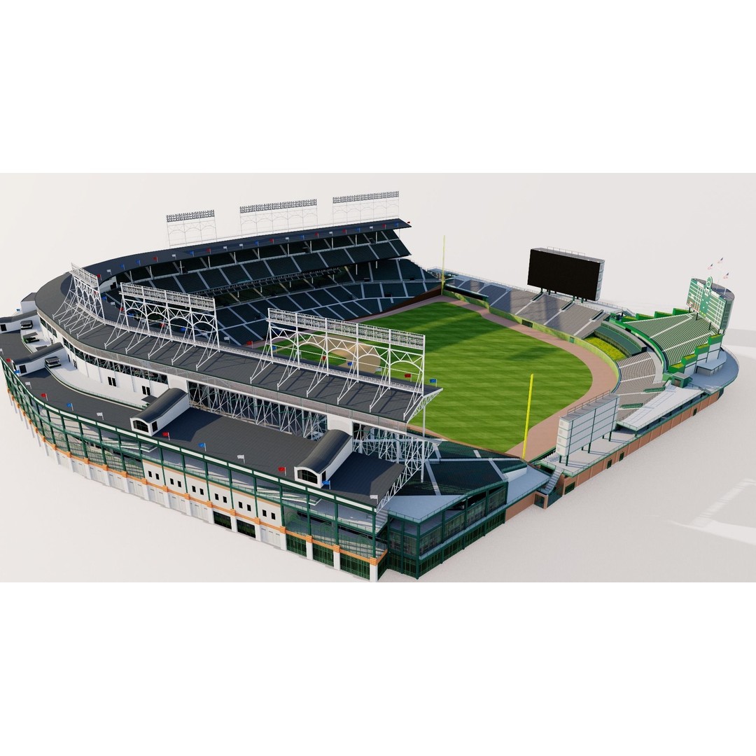 Wrigley Field 3D Model – Historic Baseball Stadium, FBX, PBR Textures - View 5