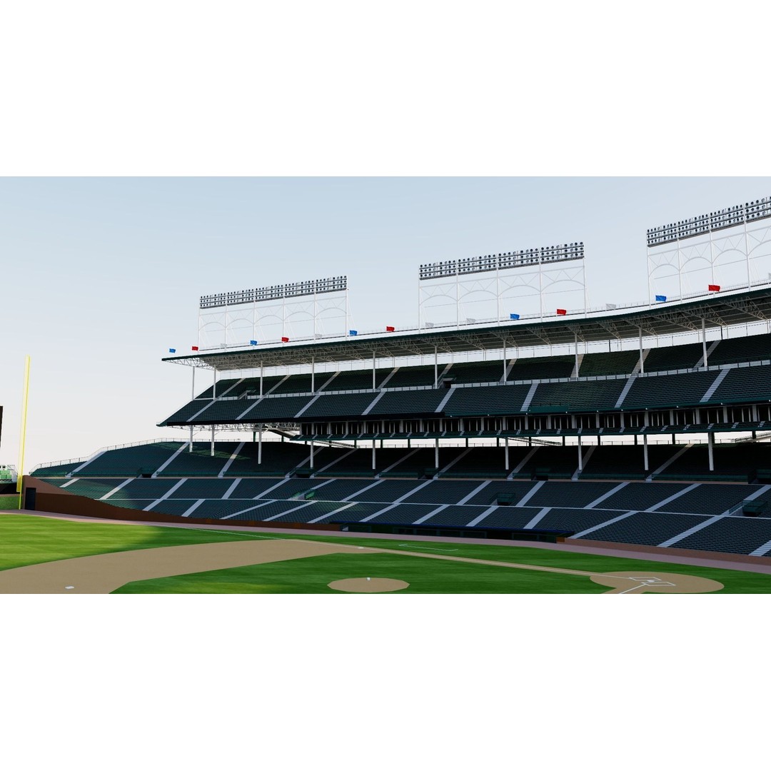 Wrigley Field 3D Model – Historic Baseball Stadium, FBX, PBR Textures - View 7