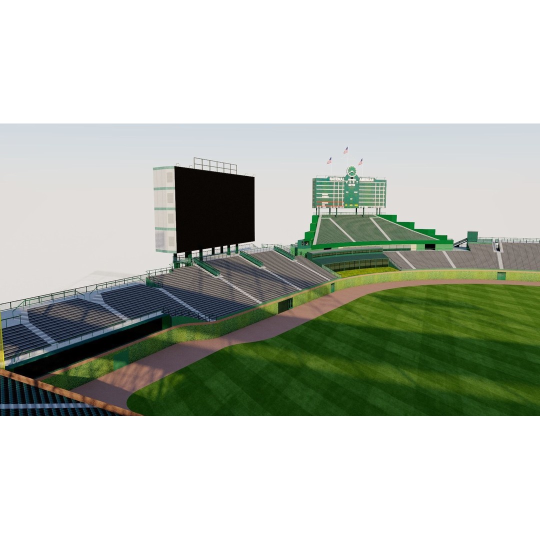 Wrigley Field 3D Model – Historic Baseball Stadium, FBX, PBR Textures - View 9