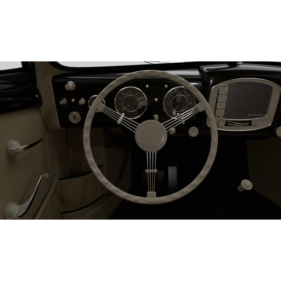 Porsche 356 1300 1952 3D Model – Classic Sports Car, FBX, PBR, Rigged - View 24