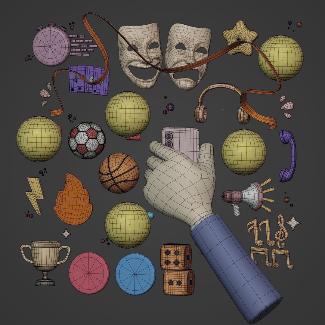 Cartoon Emoji 3D Model – Low Poly Icon Pack for Games, FBX - View 10