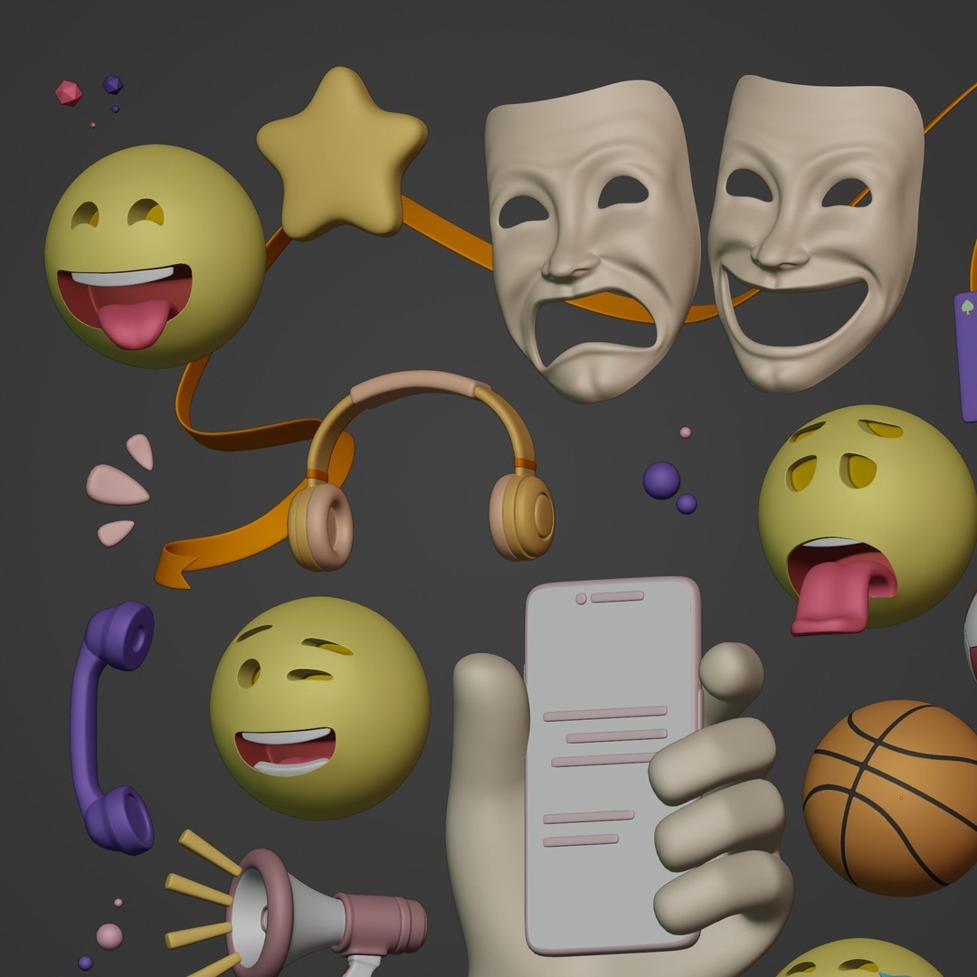 Cartoon Emoji 3D Model – Low Poly Icon Pack for Games, FBX - View 11