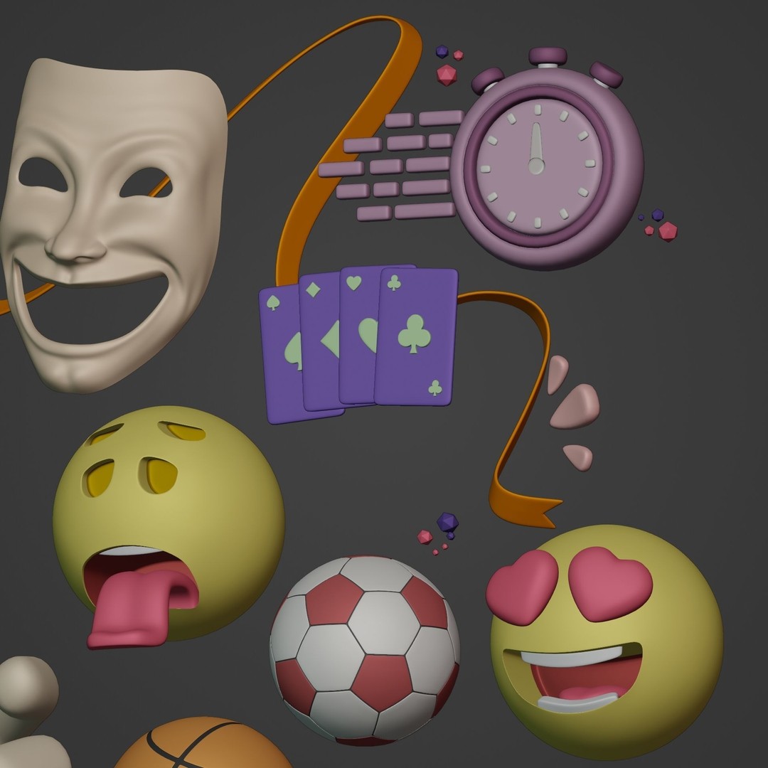 Cartoon Emoji 3D Model – Low Poly Icon Pack for Games, FBX - View 13