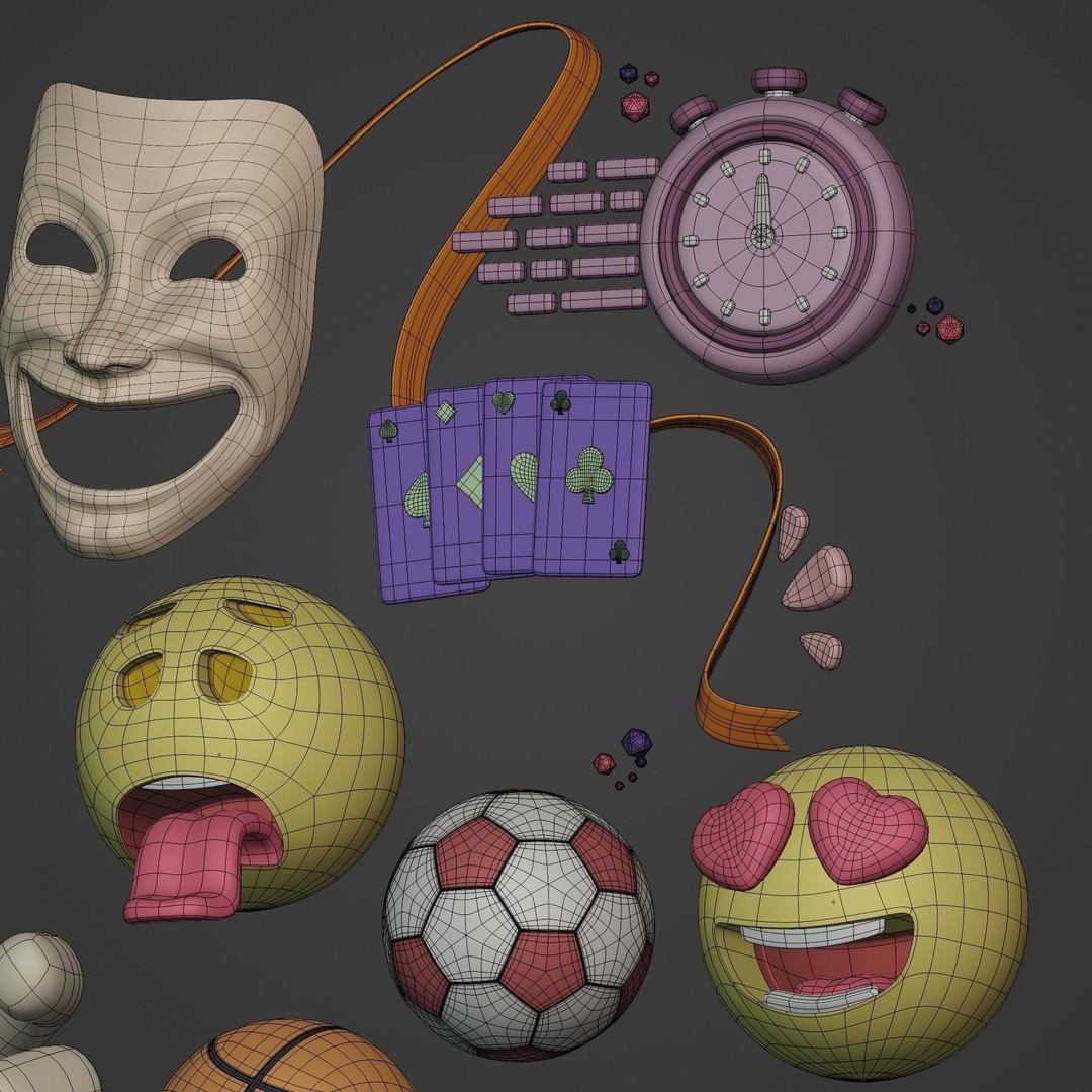 Cartoon Emoji 3D Model – Low Poly Icon Pack for Games, FBX - View 14