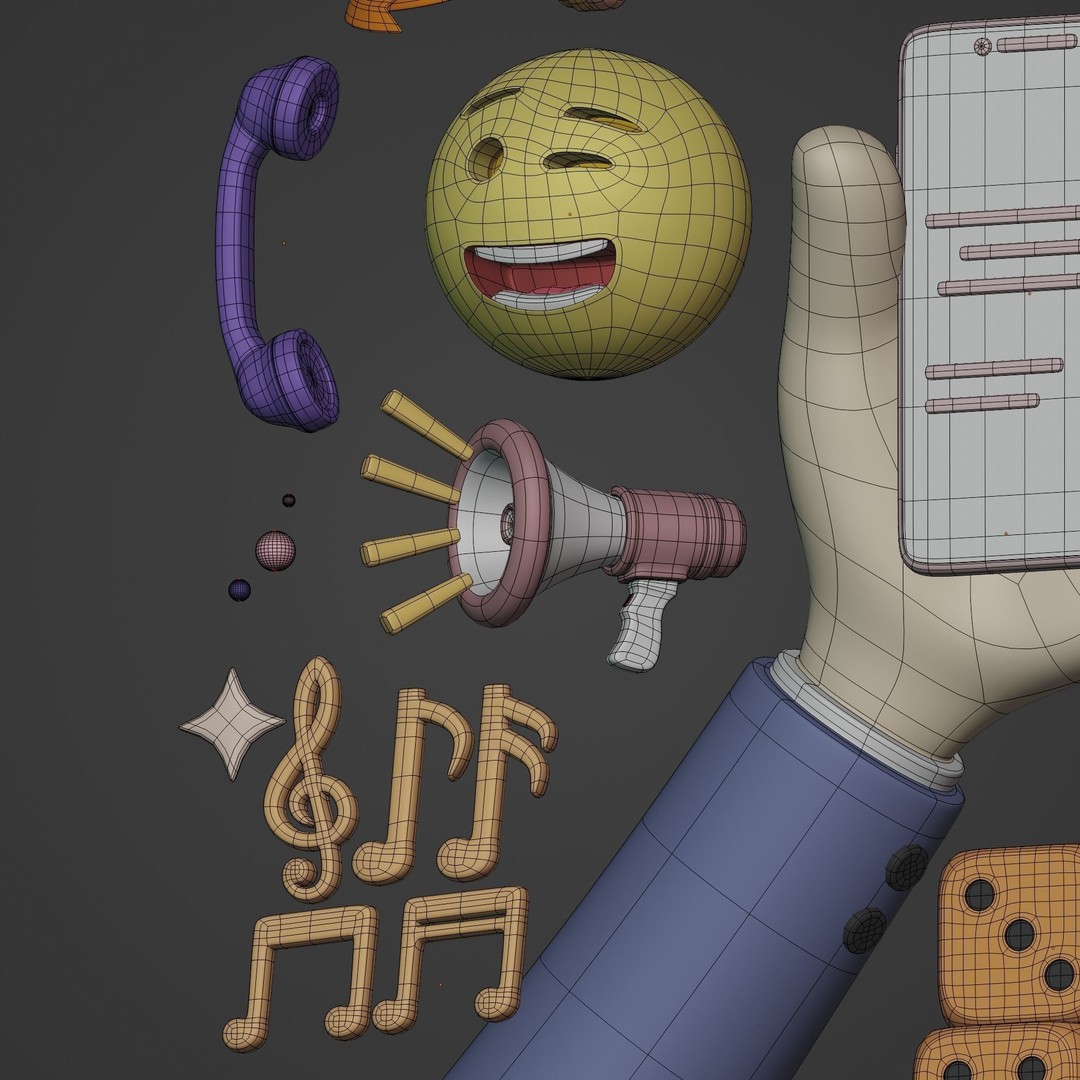 Cartoon Emoji 3D Model – Low Poly Icon Pack for Games, FBX - View 16