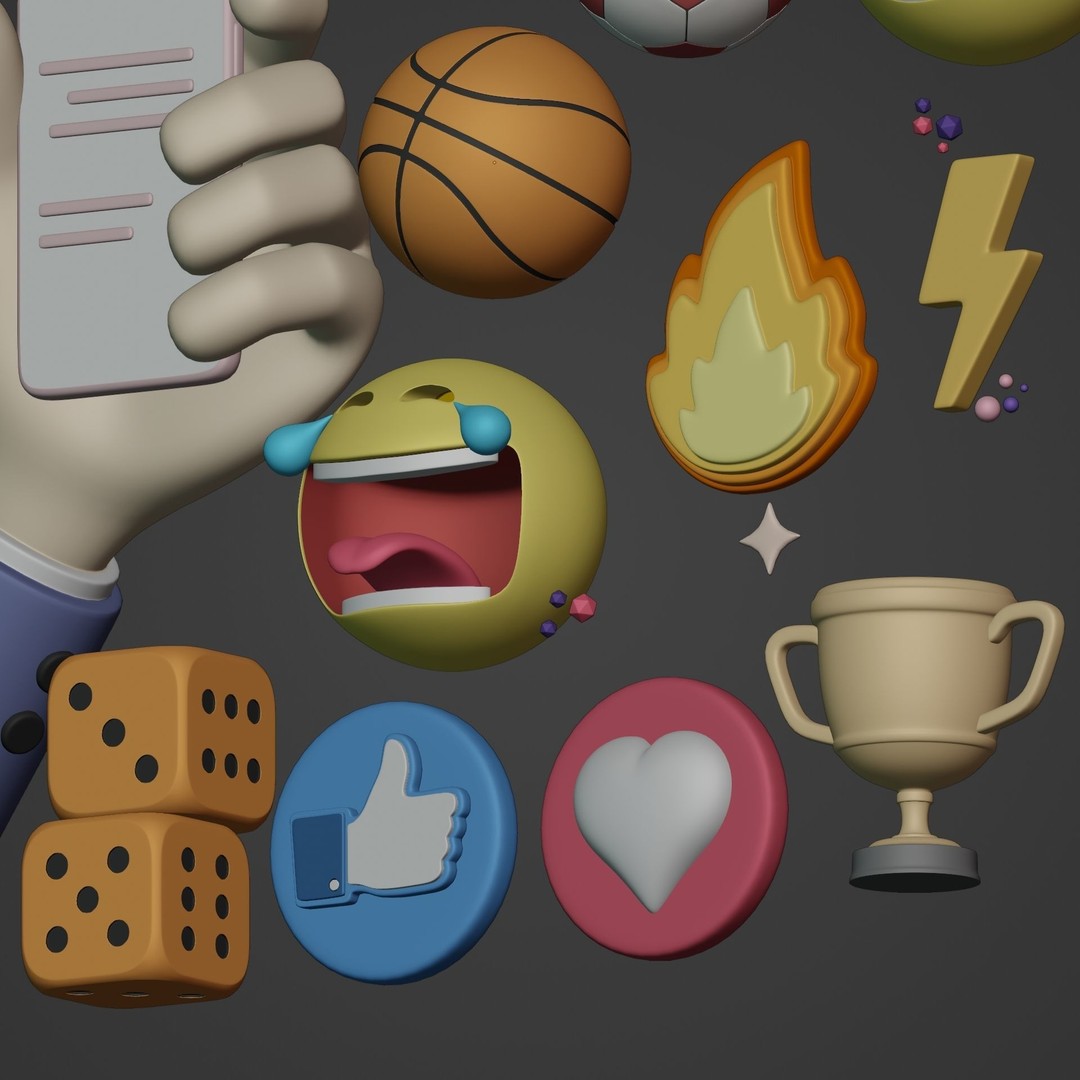 Cartoon Emoji 3D Model – Low Poly Icon Pack for Games, FBX - View 17