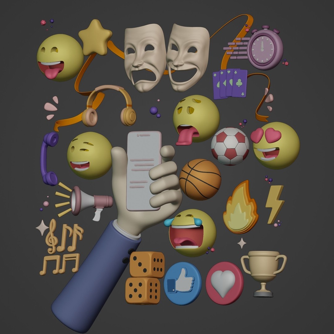 Cartoon Emoji 3D Model – Low Poly Icon Pack for Games, FBX - View 5