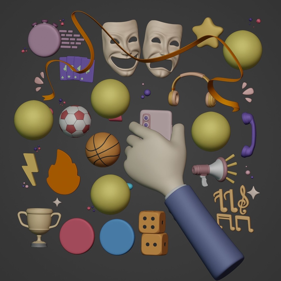 Cartoon Emoji 3D Model – Low Poly Icon Pack for Games, FBX - View 9