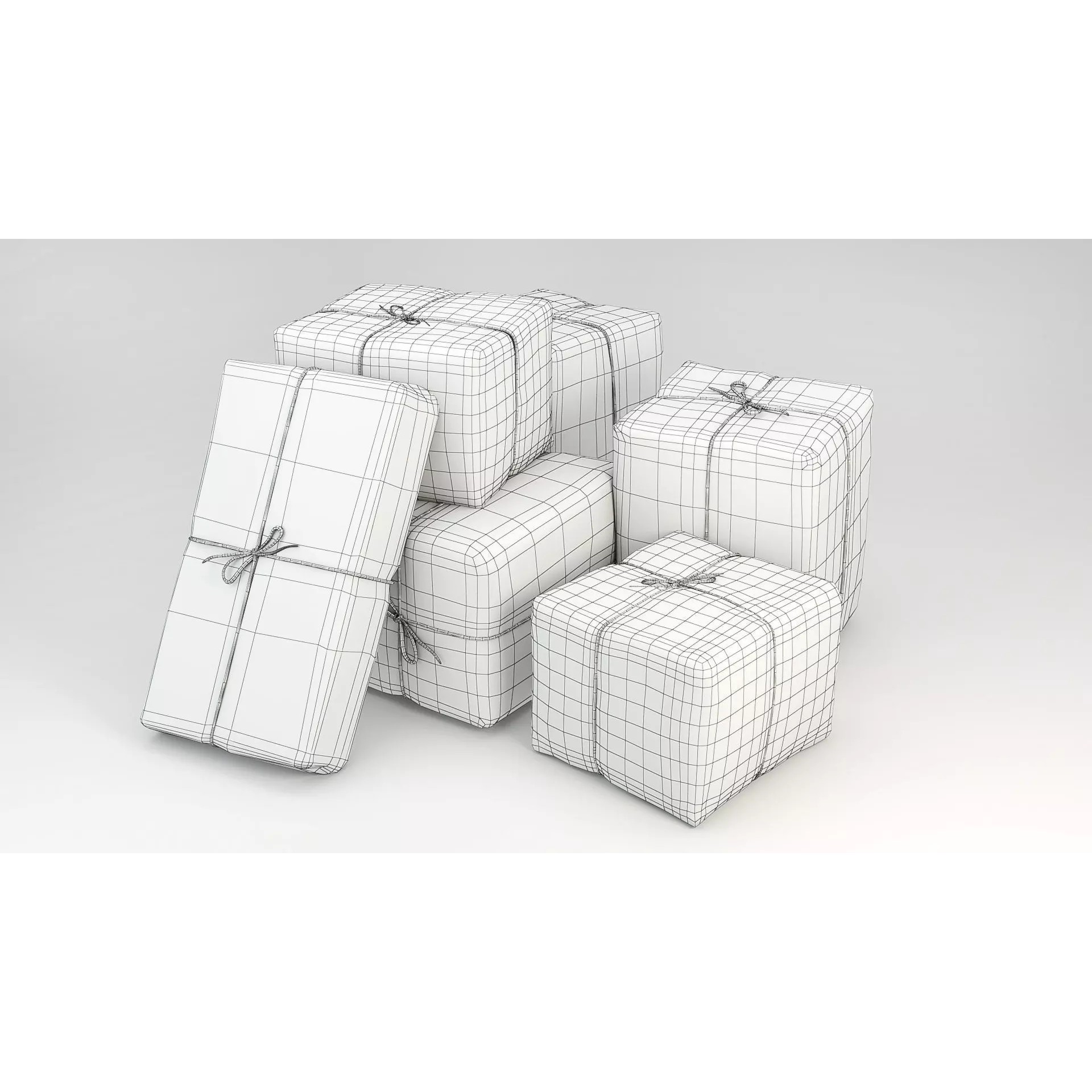 Vintage Packages - Low-Poly Game-Ready 3D Model - View 3